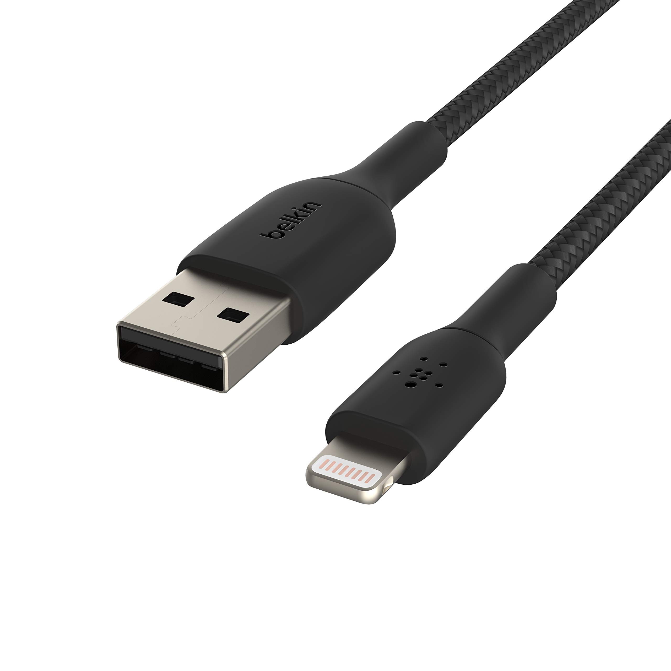 Belkin BoostCharge Braided Lightning Cable - 3.3ft/1M MFi Certified Fast Charging USB to Lightning Cable for iPhone 14/13/12/11/X/8/7 - Durable Nylon-Braided Apple Charger Cord - Perfect for Home, Office & Travel - Black