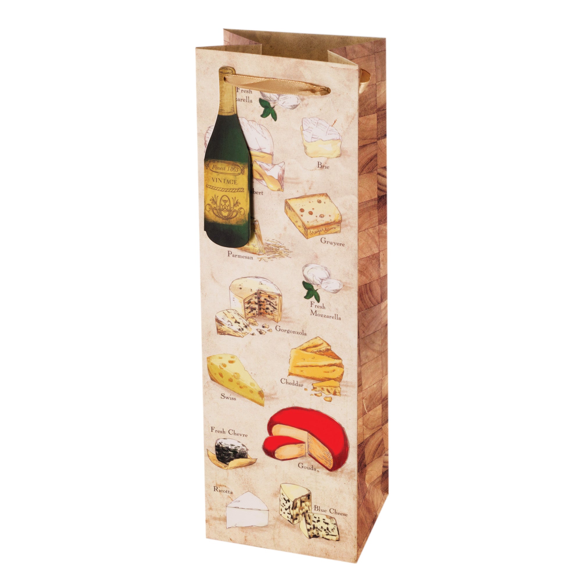Say Cheese! Illustrated Wine Bottle Bag by Cakewalk - Perfect for Parties, Gifts & Picnics