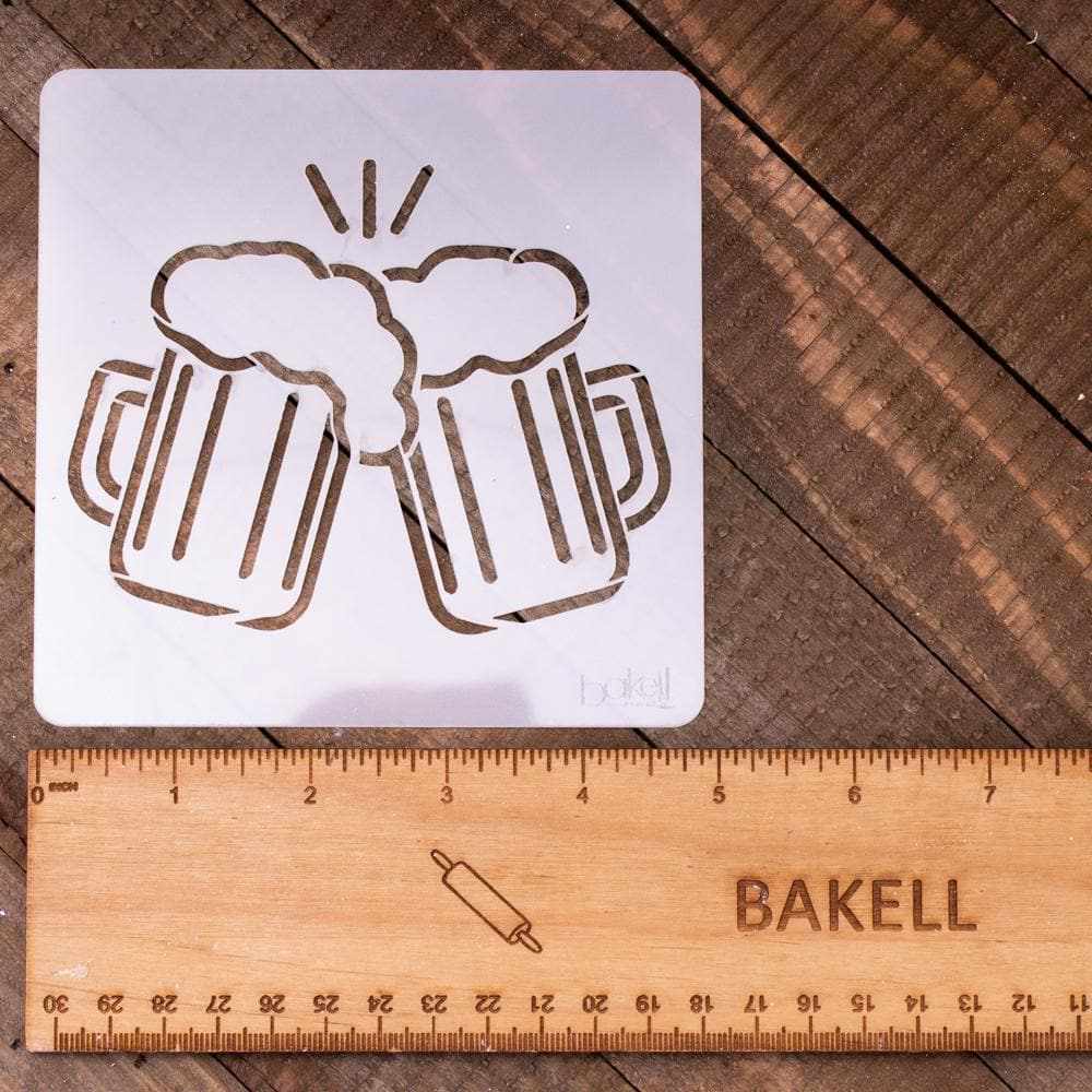 5x5 Cheers Mugs Stencil - Reusable Beer Glass Painting Template for DIY Crafts, Weddings & Party Decorations - Perfect for Home Brewing, Bar Decor and Personalized Gifts