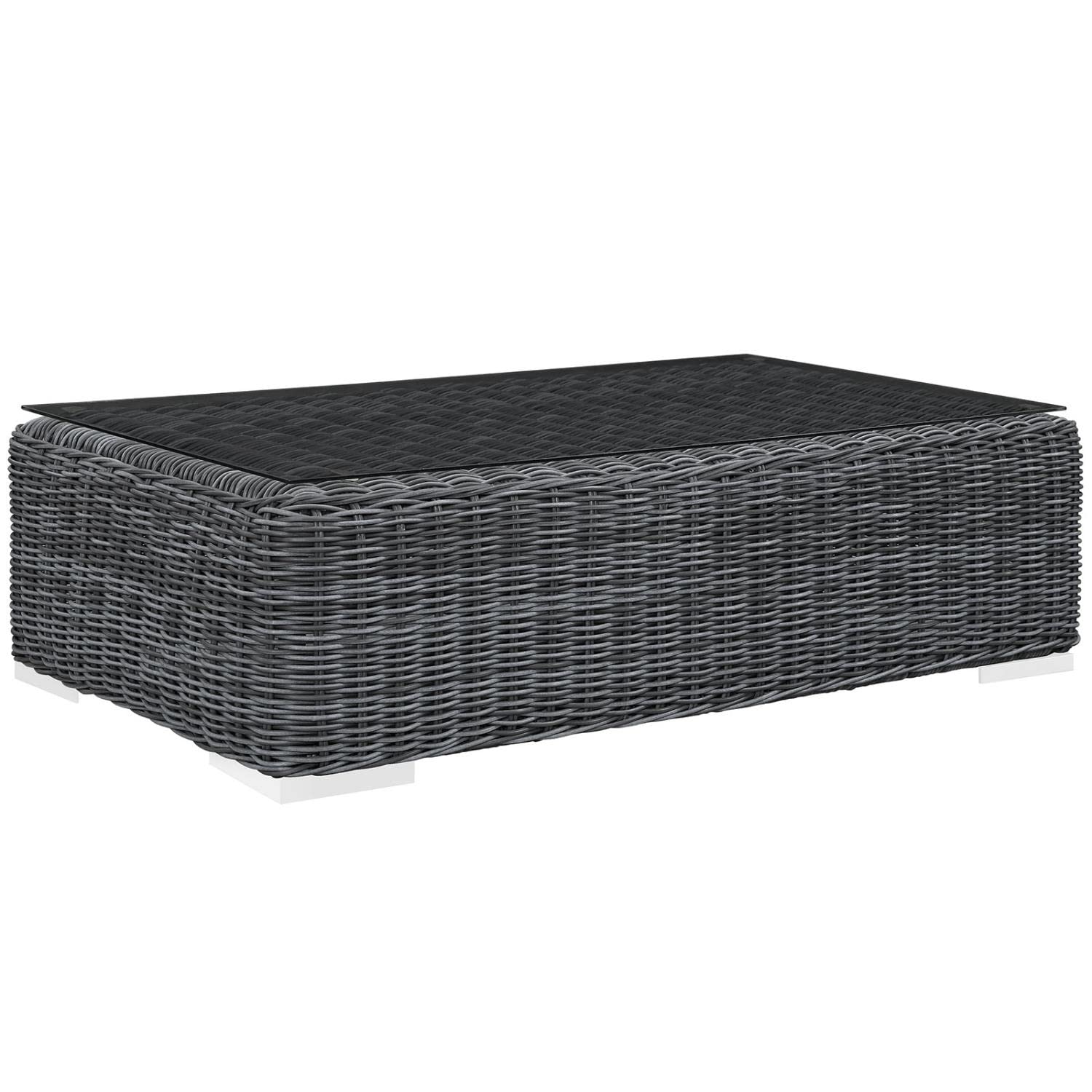 Modway Summon 5-Piece Outdoor Patio Sectional Set with Sunbrella Cushions in Navy Canvas - Perfect for Backyard, Poolside & Garden Relaxation