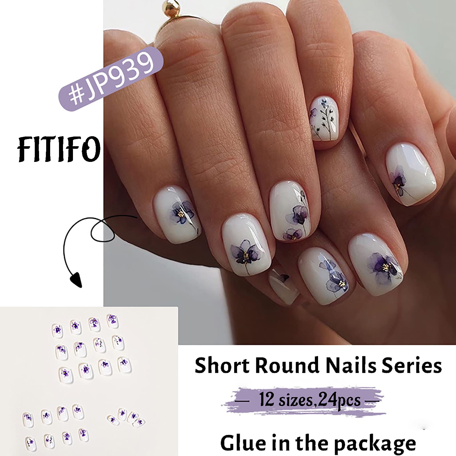Floral Press on Nails - Long Lasting Fake Nails with Flower Designs | Perfect for Parties, Weddings & Everyday Wear