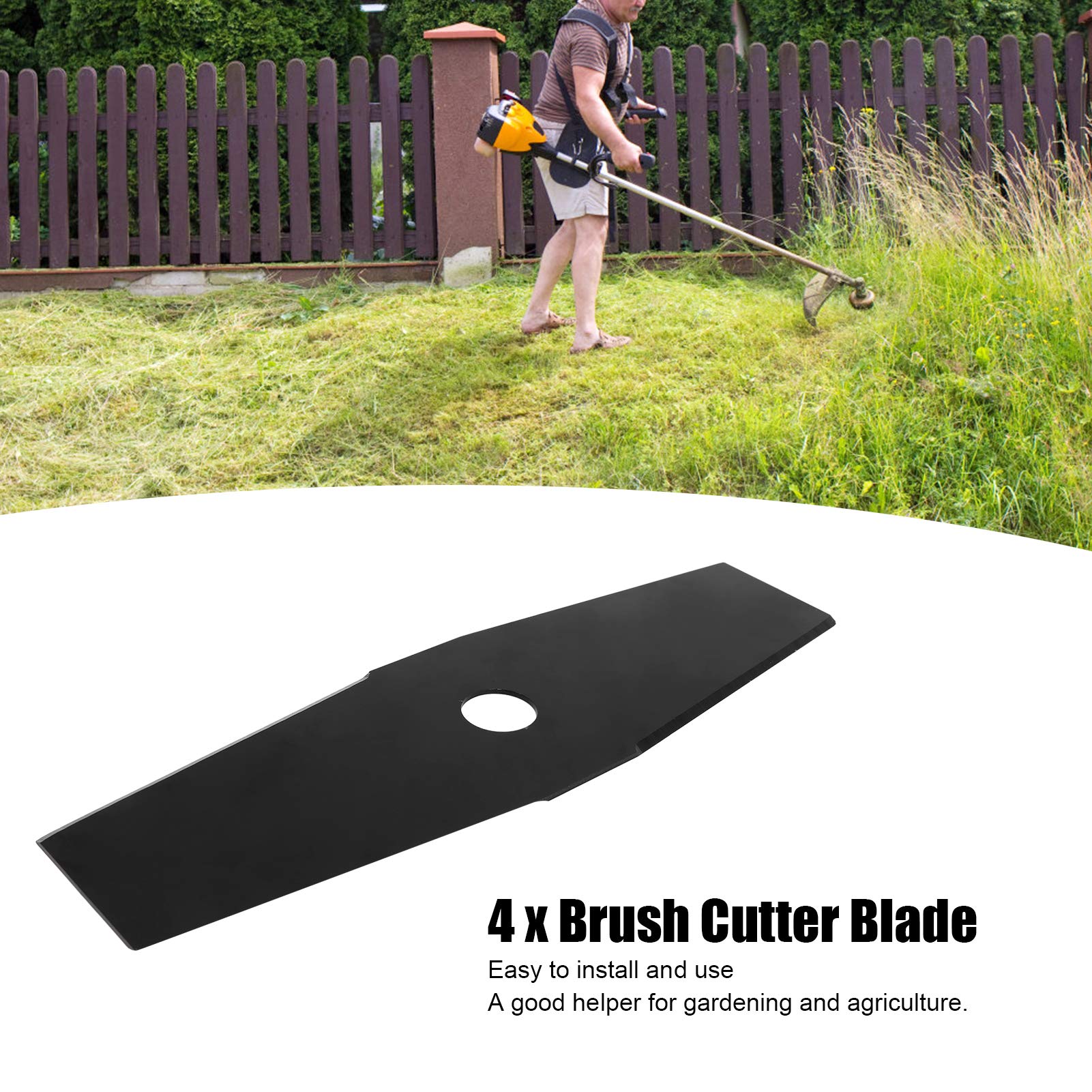 4Pcs 12 Inch Black Lawn Mower Brush Cutter Blades - Heavy Duty Garden Grass Trimmer Saw Replacement Blades for Weed Eater & Mowing Machines - Perfect for Lawn Care, Yard Maintenance & Landscaping