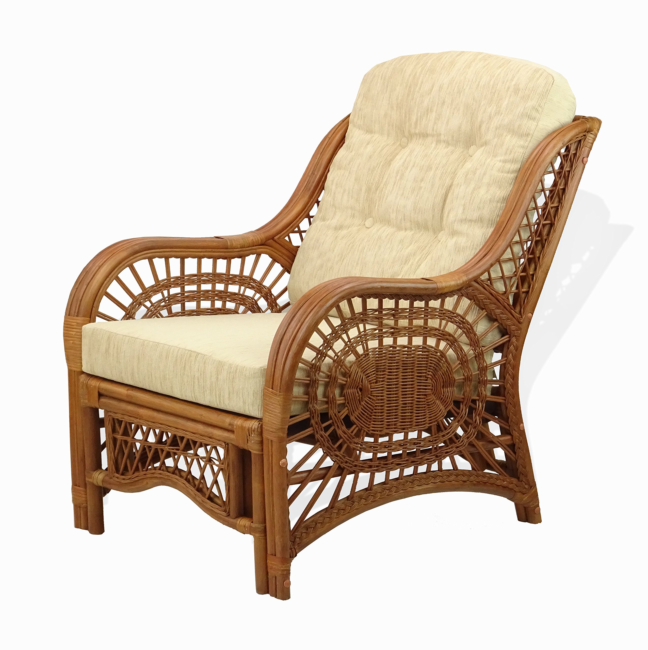 Malibu Rattan Chairs & Coffee Table Set - Cream Cushions, Handmade for Patio & Garden
