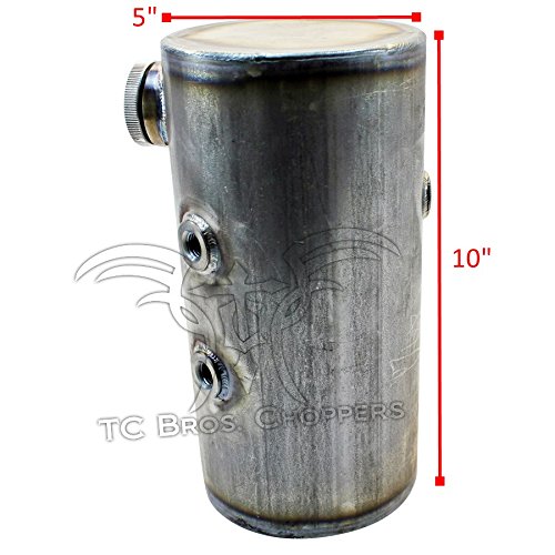 TC Bros 5 Inch Round Chopper Oil Tank with Flat Ends - Universal Fit for Harley Davidson & Custom Motorcycles - Perfect for Bobber & Chopper Bike Builds