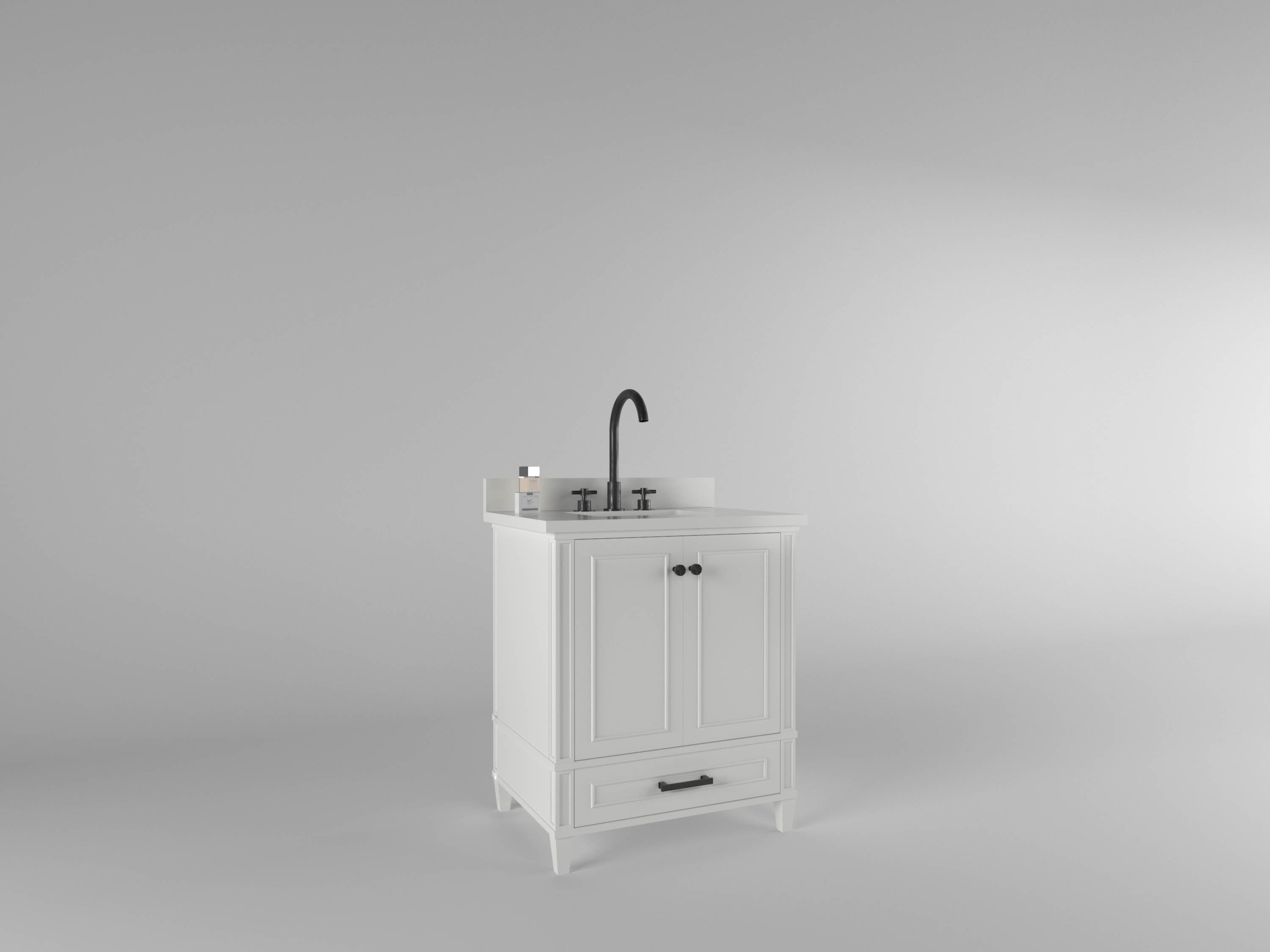Windsor 29.5 Inch Solid Wood Bathroom Vanity Cabinet in Bright White - Perfect for Modern Bathroom Renovations & Small Space Solutions
