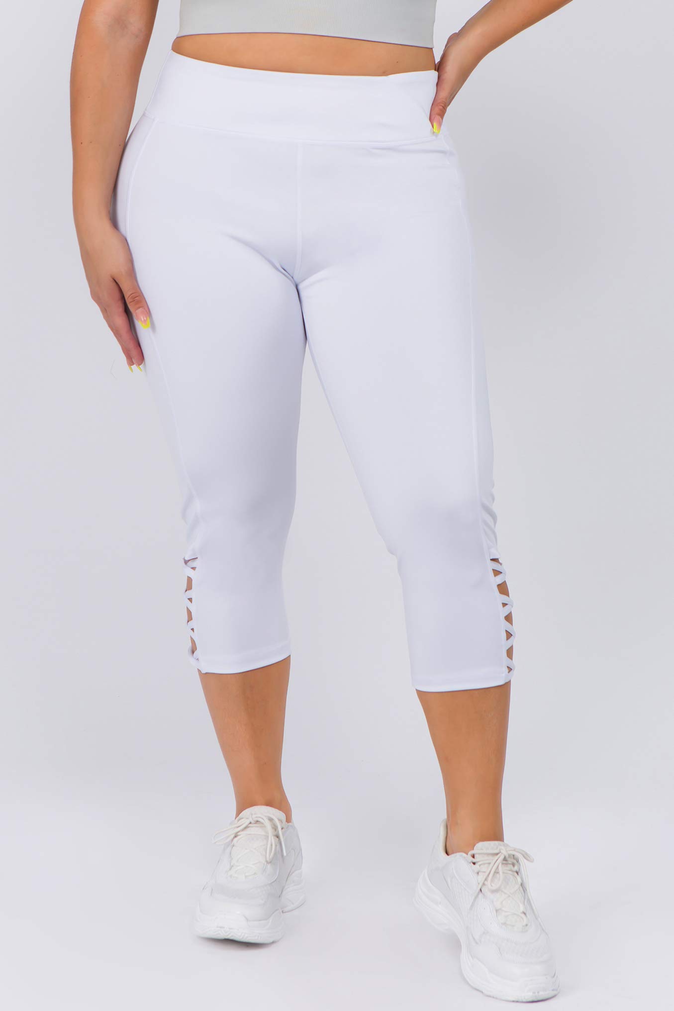 ICONOFLASH Women's High Waist Workout Leggings with Pockets & Lattice Design - Yoga, Running, Gym & Lounge Wear