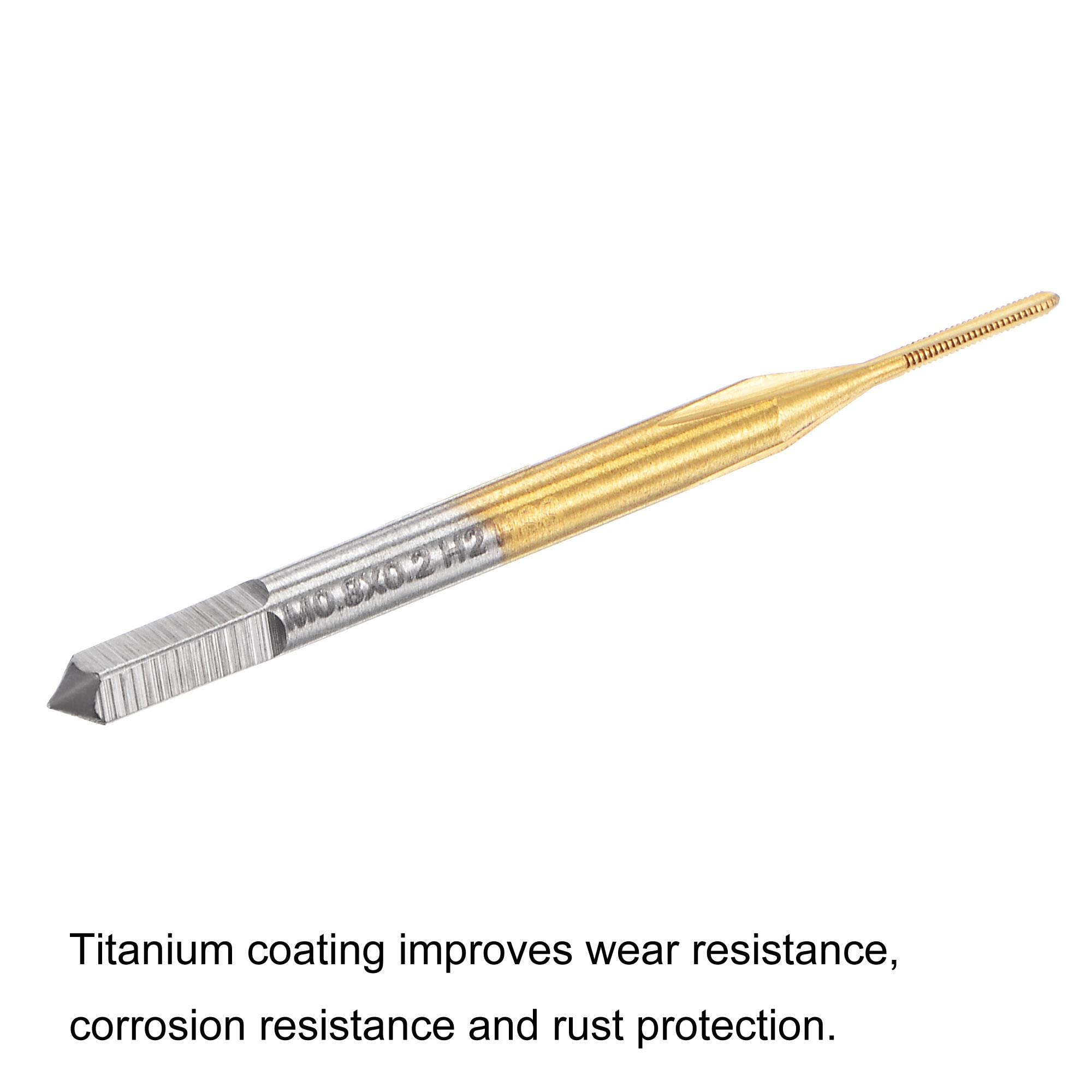 Metric M0.8 x 0.2 Titanium Coated Cobalt HSS Thread Tap - High Speed Steel 3 Flute Mini Micro Screw Tapping Tool for Watch & Clock Repair | Precision Machining, Jewelry Making, Small Metalworking Projects