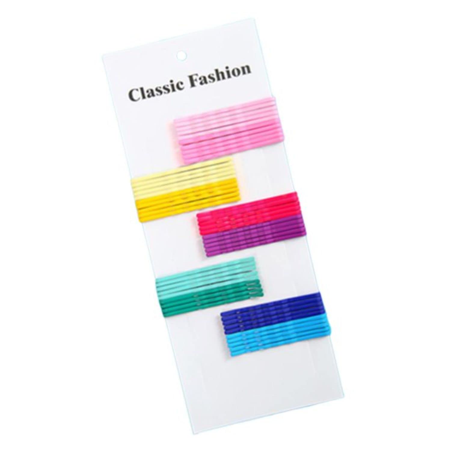 FAMEZA 50pcs U-Shaped Hair Clips - Colorful Metal Hair Styling Clips for Salon, DIY, Wavy & Curly Hair - Rainbow Hairpins for Women & Girls - Perfect for Braiding, Styling & Hair Extensions