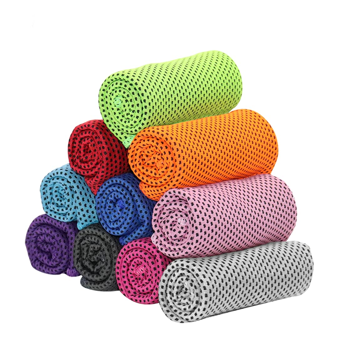 10 Pack Cooling Ice Towels - Soft, Breathable Microfiber Workout Towels for Gym, Yoga, Running & Camping | Stay Cool During Sports, Fitness & Outdoor Activities