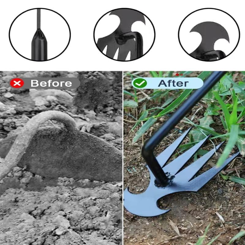 **4-Toothed Manual Weed Puller Tool - Dual Purpose Garden Weeder for Easy Uprooting & Removal - 2PCS 12IN Multifunctional Weeding Tool (Perfect for Lawns, Flower Beds & Vegetable Gardens)**