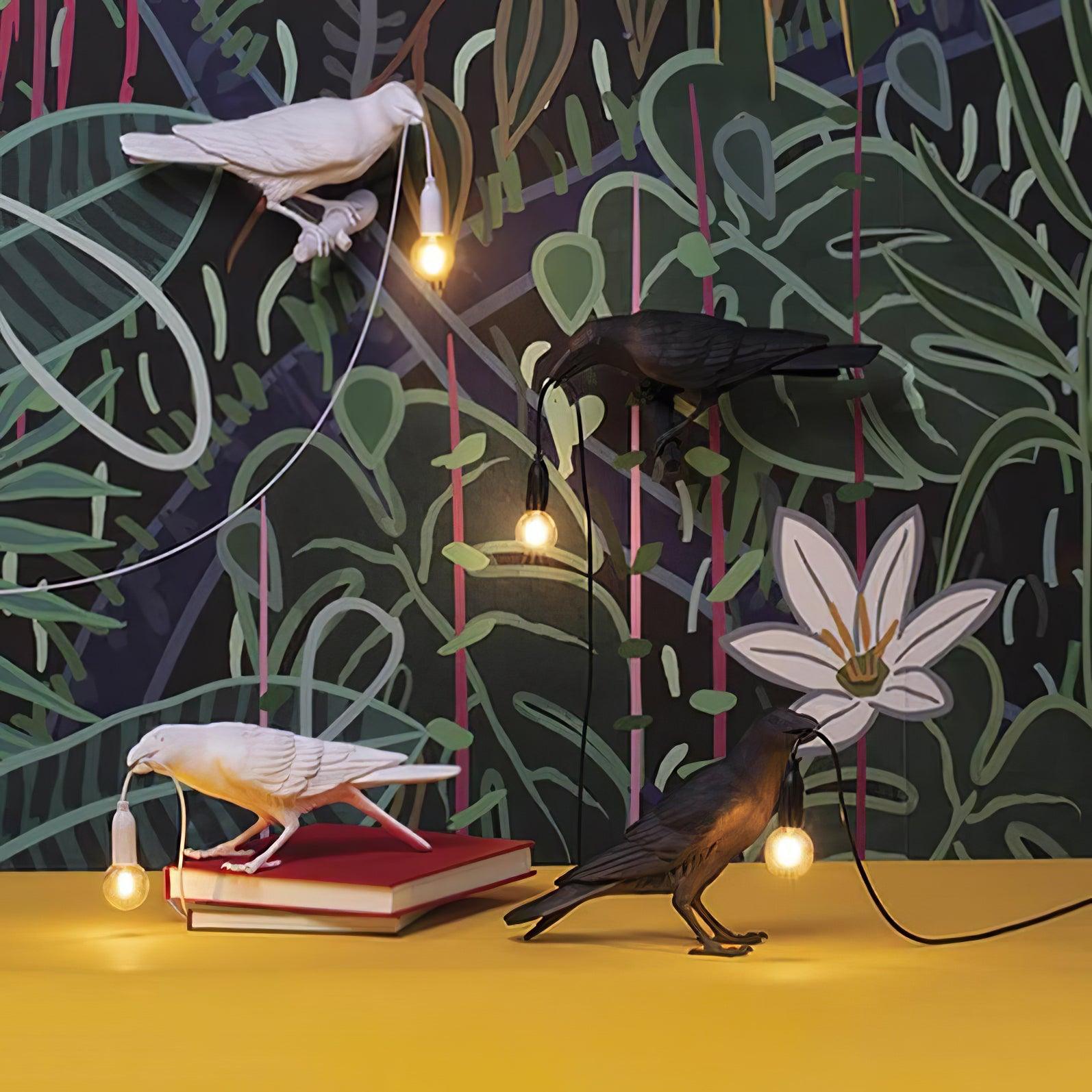 Raven Resin Table Lamp - Modern Gothic Home Decor for Bedroom, Living Room, Office - Handcrafted Night Light with Adjustable Brightness for Reading & Relaxation