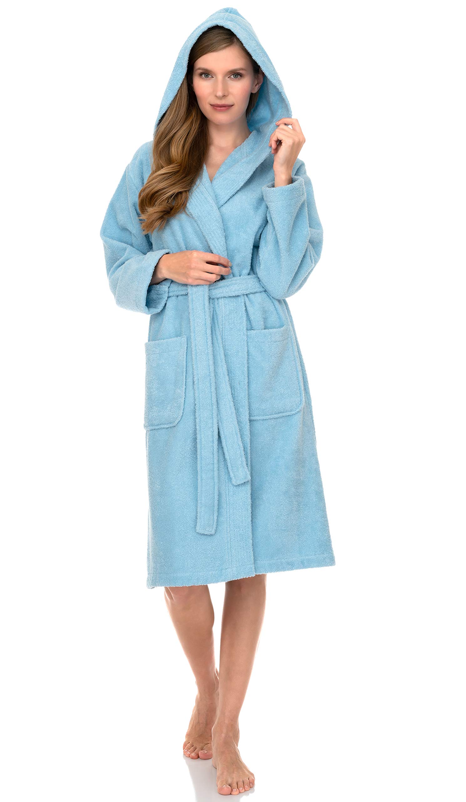Premium Cotton Hooded Bathrobe for Women - Soft Terry Cloth Robe with Hood, Sizes XS-3X | Cozy Lounge Wear, Spa Robe, Post-Shower Wrap, Gift for Her