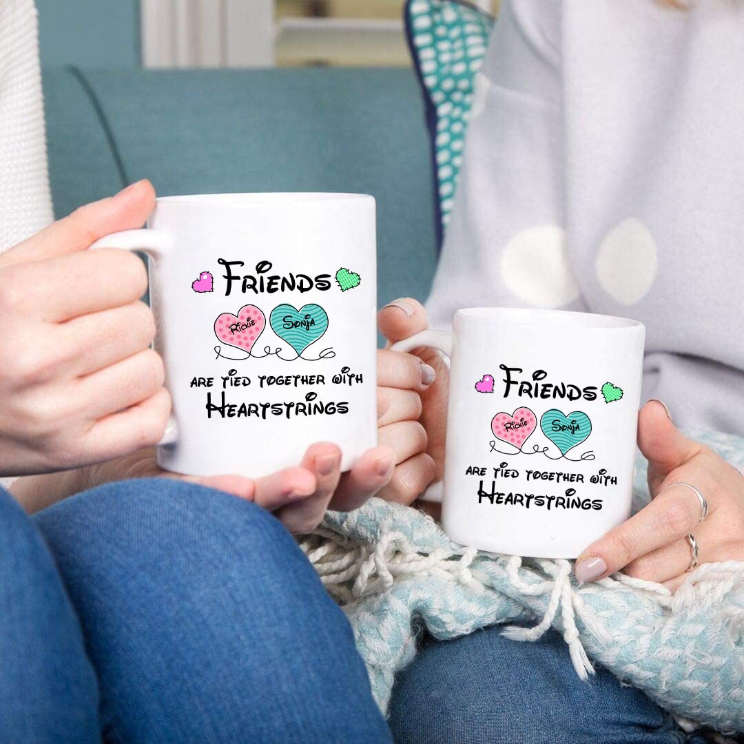 Personalized Best Friend Mugs for Women - Custom Christmas Coffee Cups with 2-6 Names - Unique BFF Gifts for Long Distance Friendship - Made in USA - Perfect for Christmas, Birthday Celebrations & Coffee Lovers