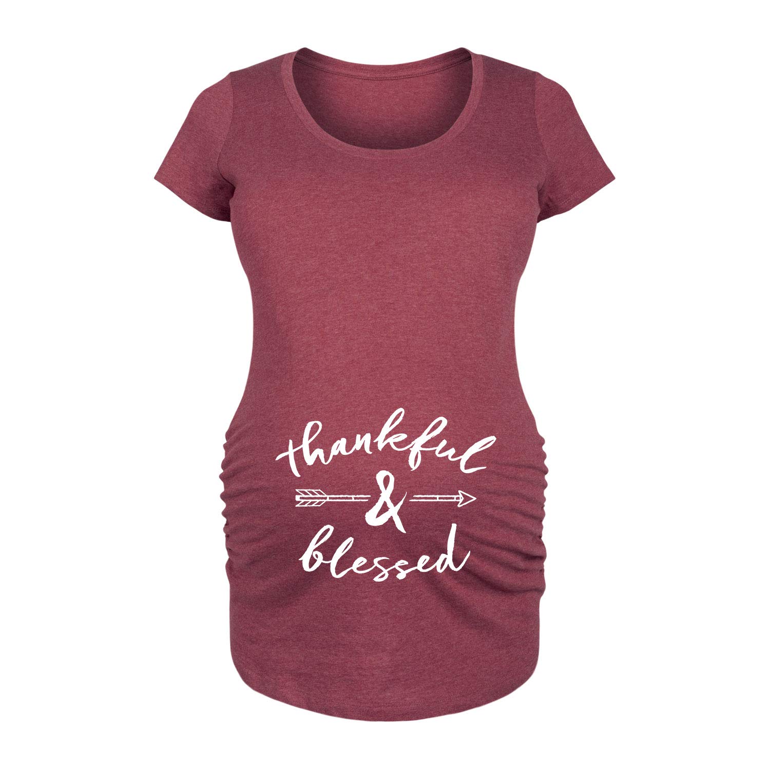 Thankful and Blessed Belly Maternity Scoop Neck T-Shirt - Soft Cotton Pregnancy Top for Comfortable Everyday Wear - Perfect for Baby Showers, Maternity Photos & Relaxing at Home