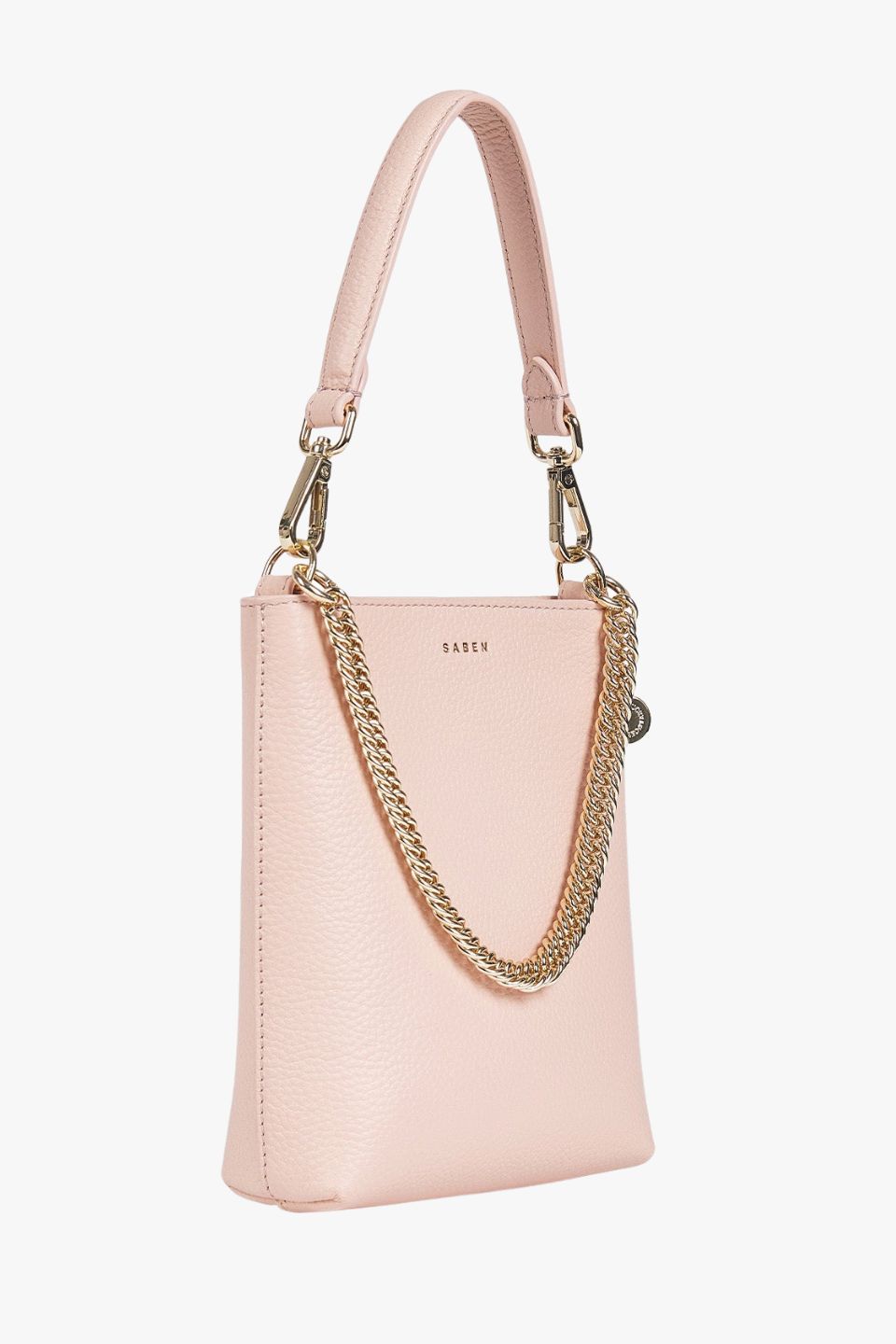 Coco Blush Leather Bucket Bag with Gold Chain Strap - Stylish Women's Shoulder Bag for Work, Travel & Date Night