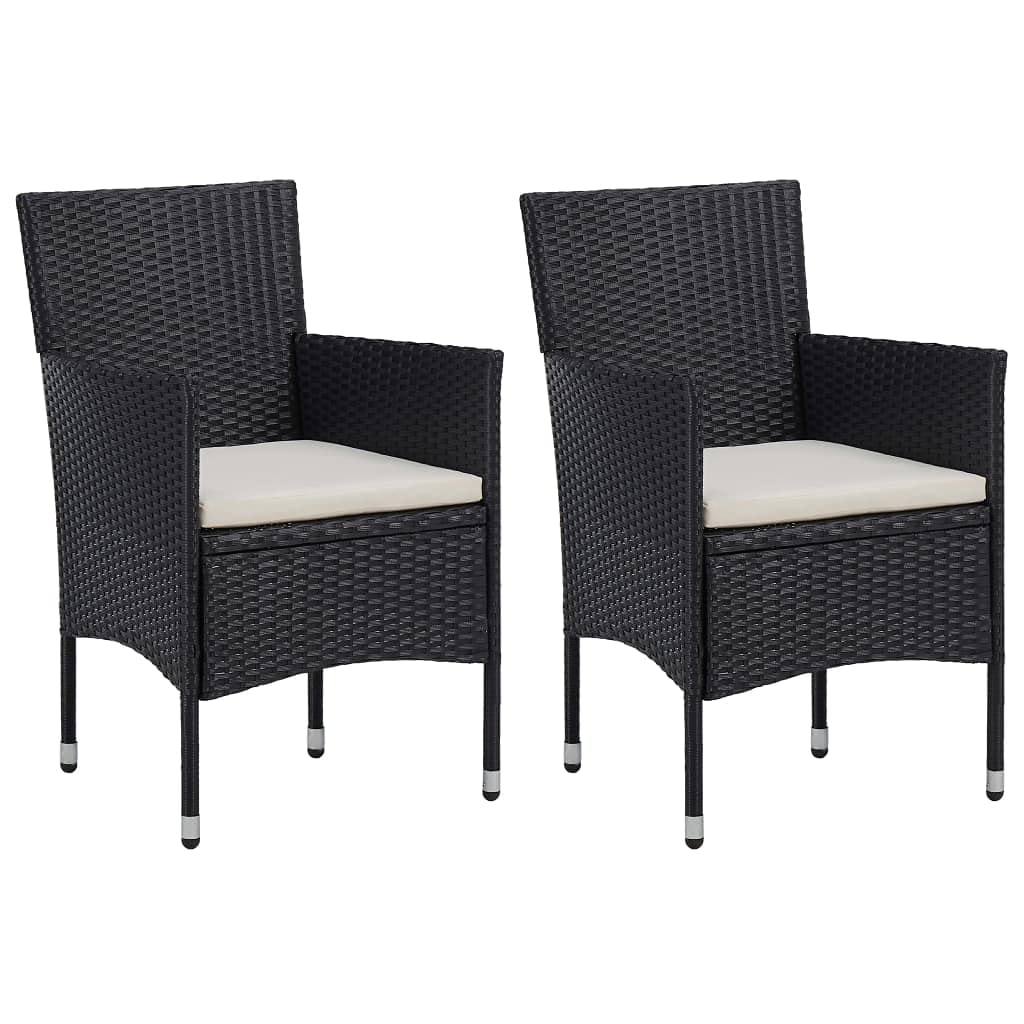 vidaXL 3-Piece Patio Dining Set - Outdoor Garden, Balcony, Backyard, Terrace Furniture with Table & Chairs - Black Home Seating for Al Fresco Dining & Relaxation