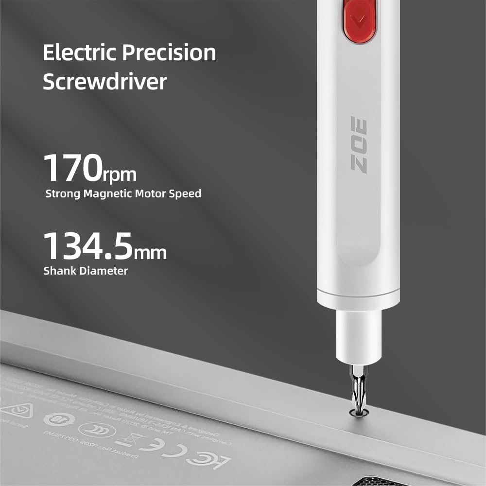 22-in-1 Mini Electric Screwdriver Set - Cordless Rechargeable with LED Light & 20 Steel Bits | Precision Repair Tool for Phones, Laptops, PS4, Watches & Electronics | Perfect for DIY Home Repairs, Tech Maintenance & Small Device Fixes