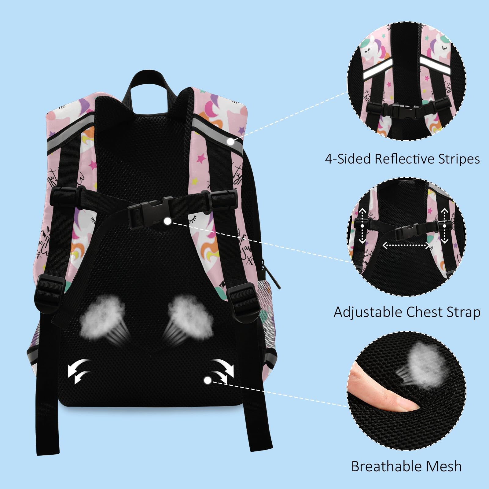 Cute Unicorn Kids Backpack with Safety Leash for Toddlers - School & Travel