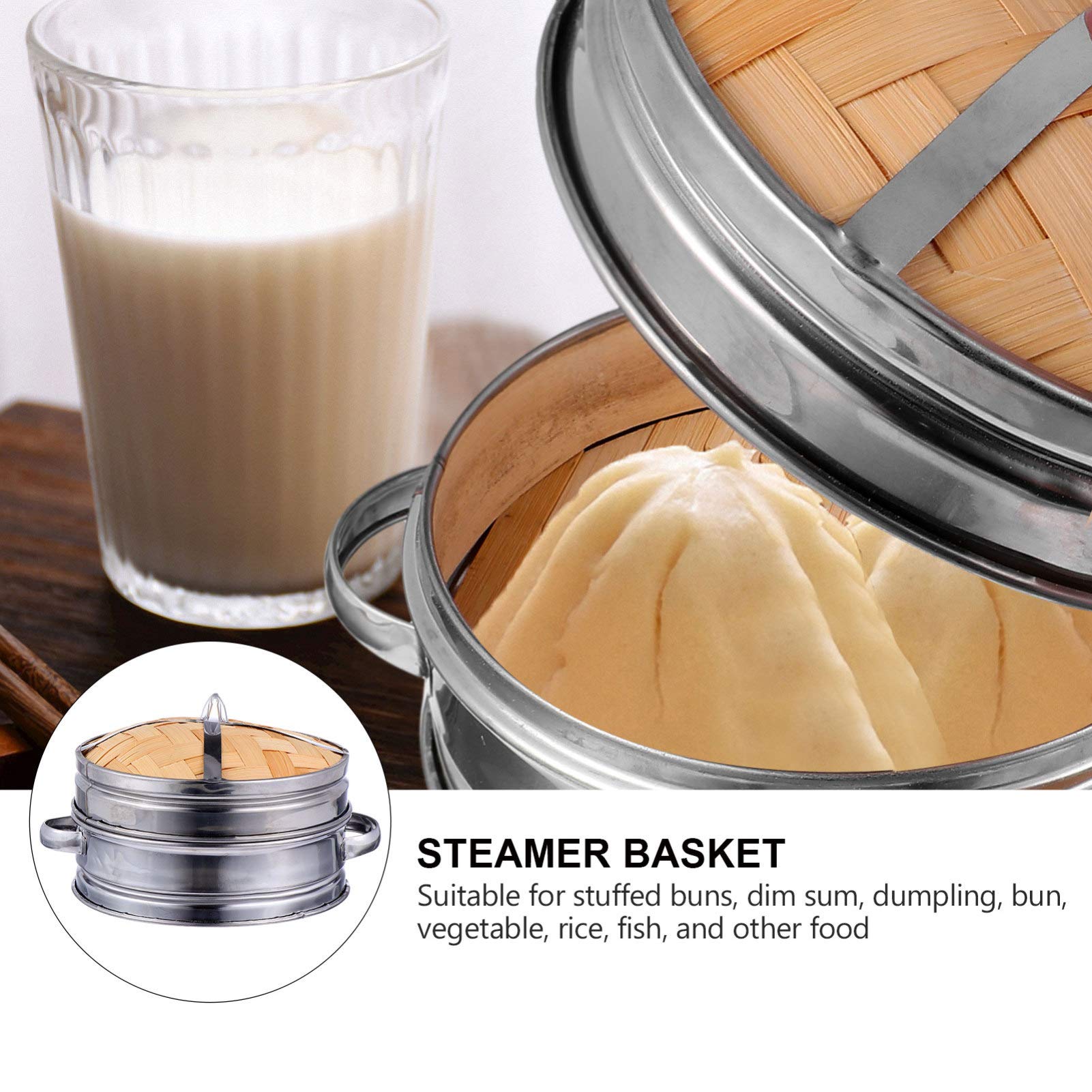 Yardwe Steamer Basket with Lid - Kitchen Gadget for Healthy Cooking