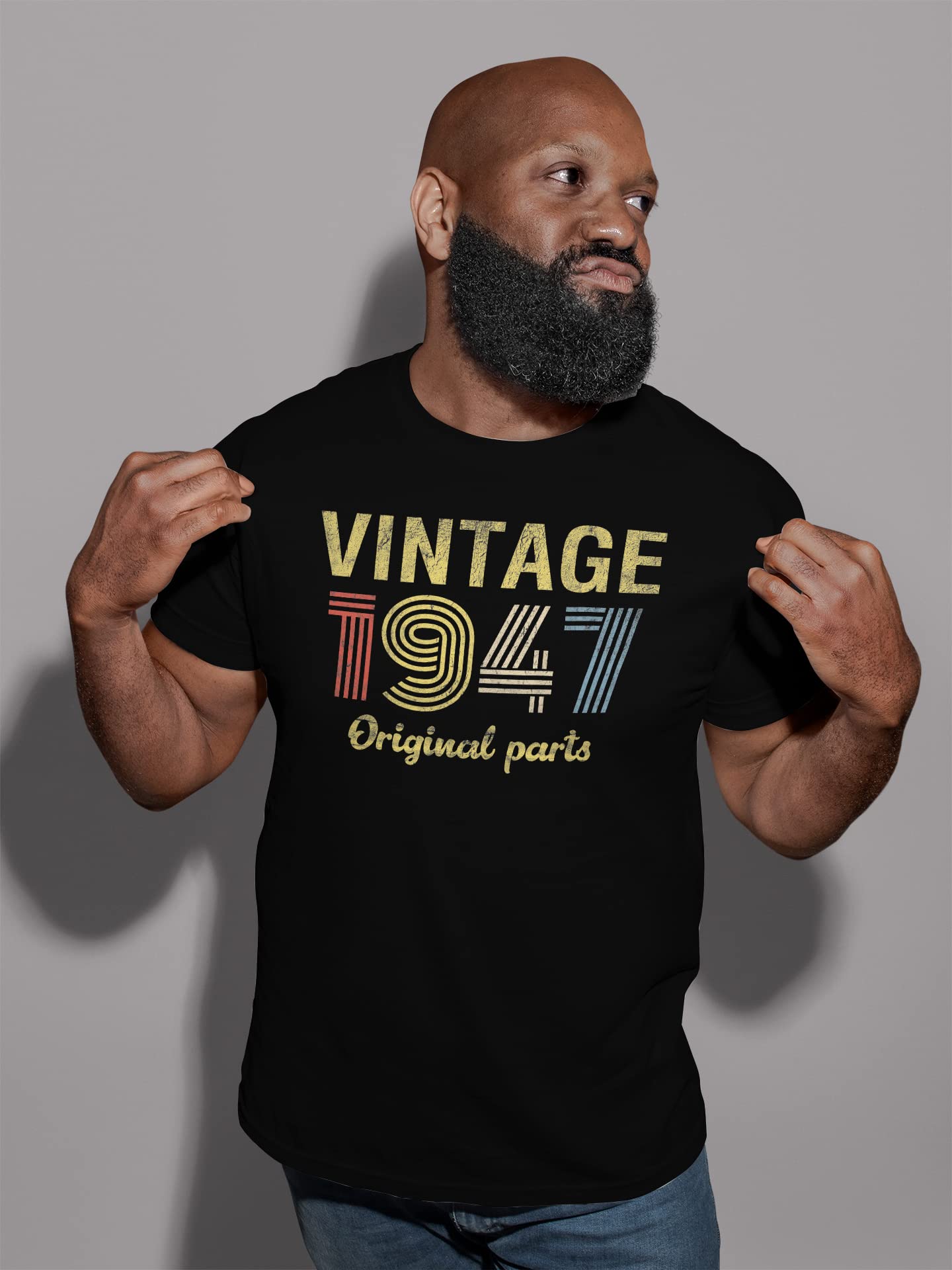 Vintage 1947 Retro Birthday T-Shirt for Men - 78th Birthday Gift with Original Parts Design - Perfect for 1947 Birth Year Celebrations & Milestone Parties