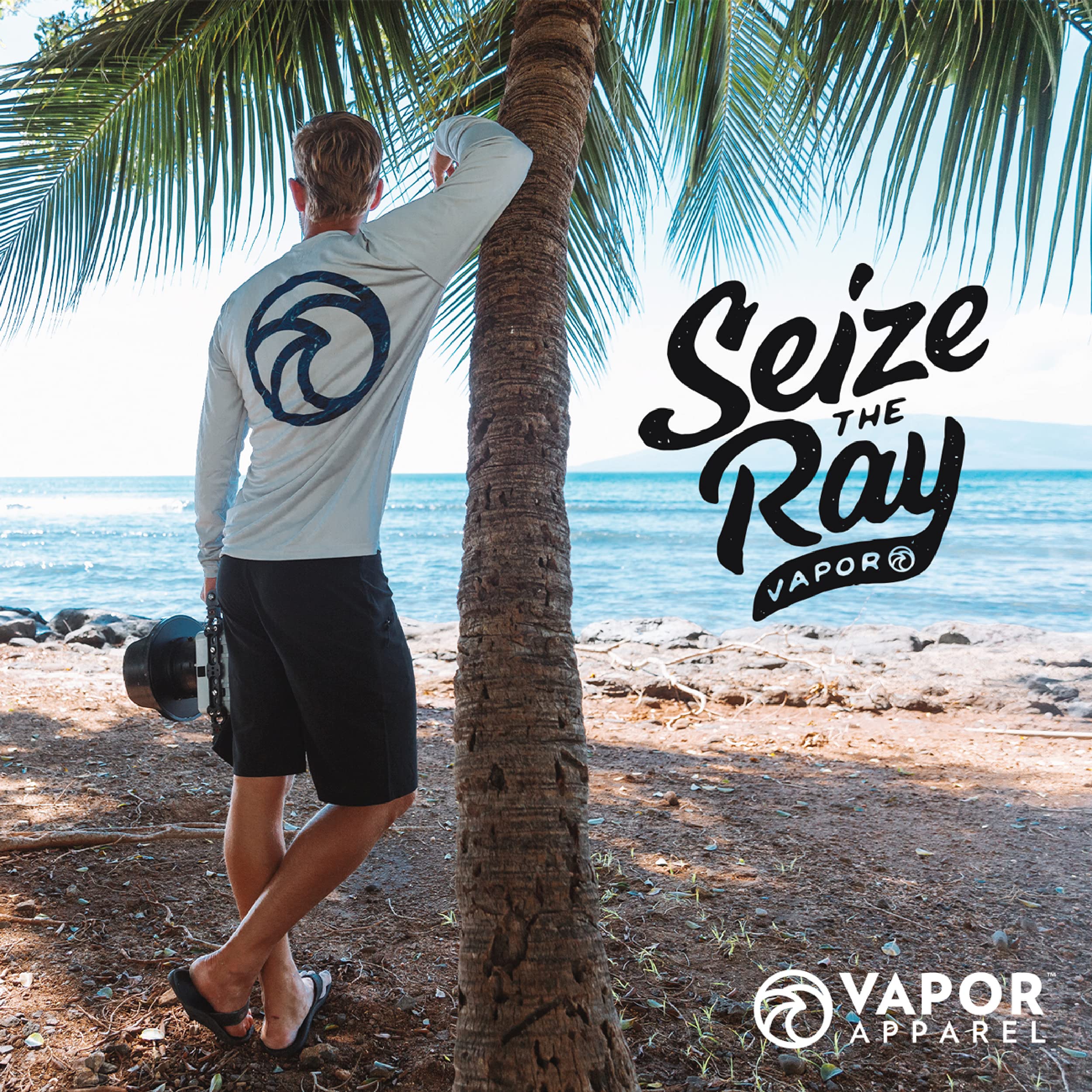 Vapor Apparel Men's UPF 50+ Sun Protection T-Shirt with Signature Logo - Lightweight Quick-Dry Performance Tee for Hiking, Running & Outdoor Activities