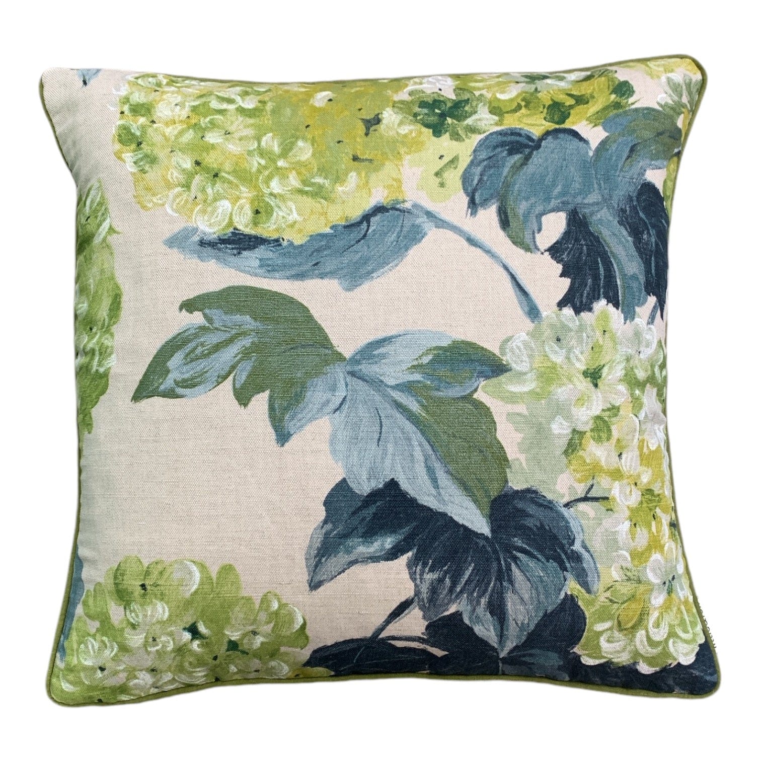 Cassandra Moss Foliage 50x50cm Square Piped Cushion Cover - Bohemian Home Decor Throw Pillow for Sofa, Bed & Living Room