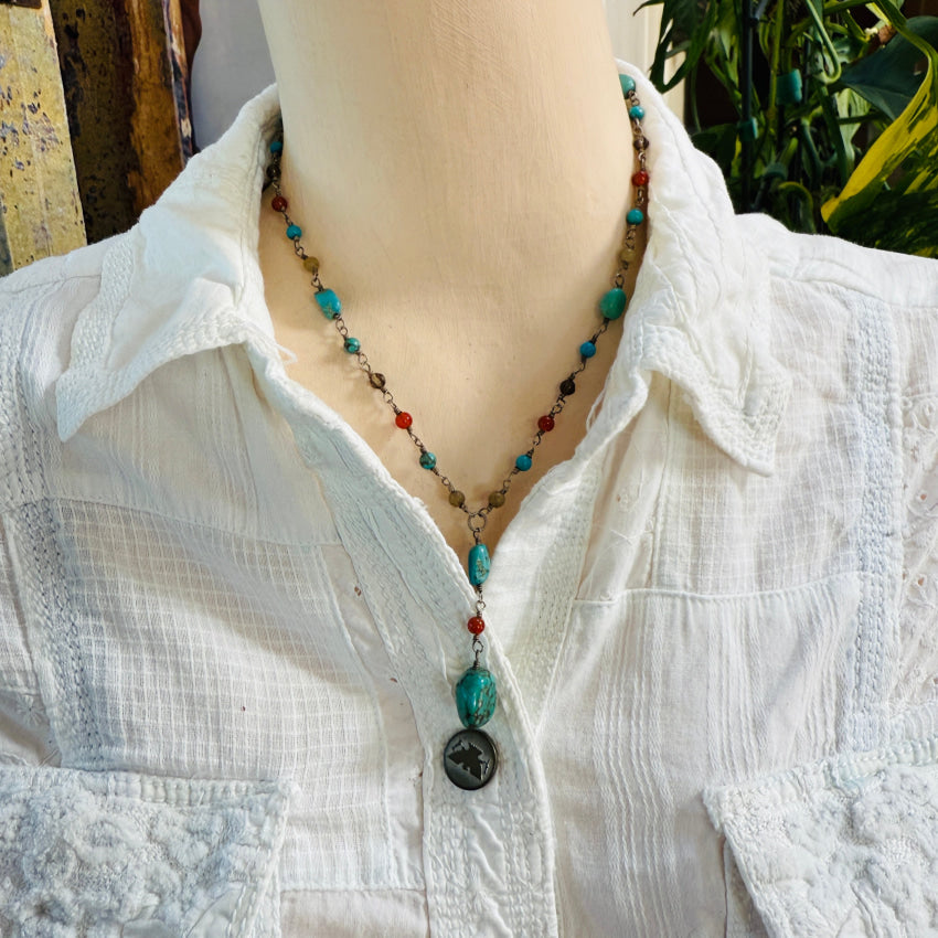 925 Sterling Silver Turquoise Gemstone Y Necklace for Women | Elegant Boho Jewelry Gift for Her | Perfect for Parties, Weddings & Everyday Wear