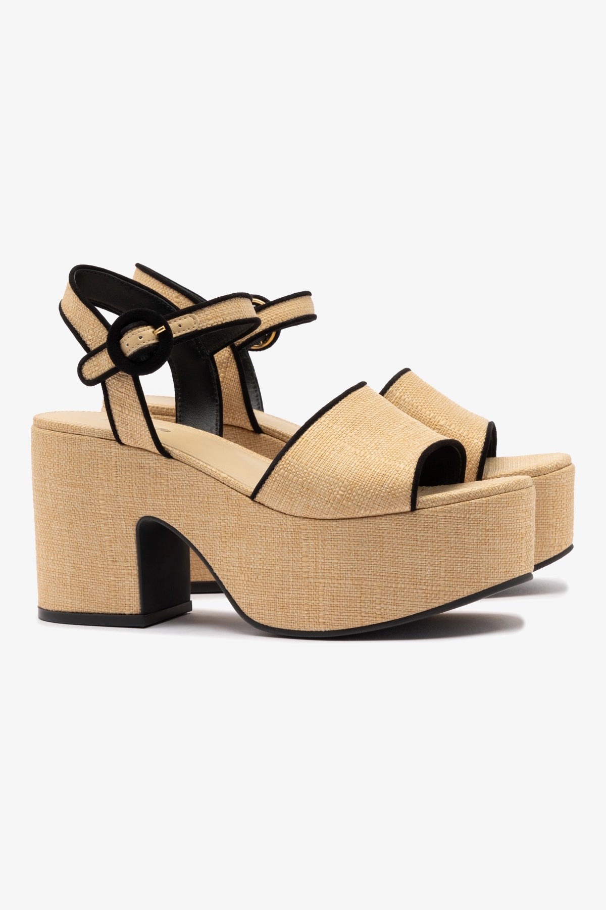 Beige Raffia Miso Sandal with Black Trimming - Comfortable Summer Beach Sandals for Women | Perfect for Vacation, Poolside & Casual Outings