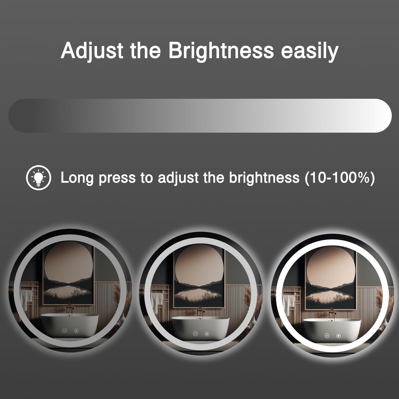Round LED Bathroom Mirror with Anti-Fog & Dimmable Lights - 28