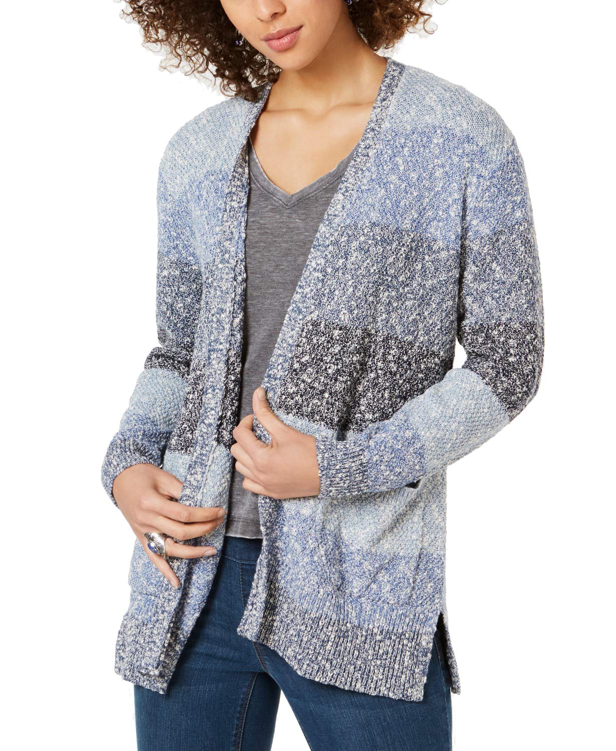 Style & Co. Women's Striped Textured Cardigan Sweater - Soft Knit Open Front Long Sleeve Wrap for Fall & Winter Fashion | Perfect for Office, Casual Outfits, and Layering