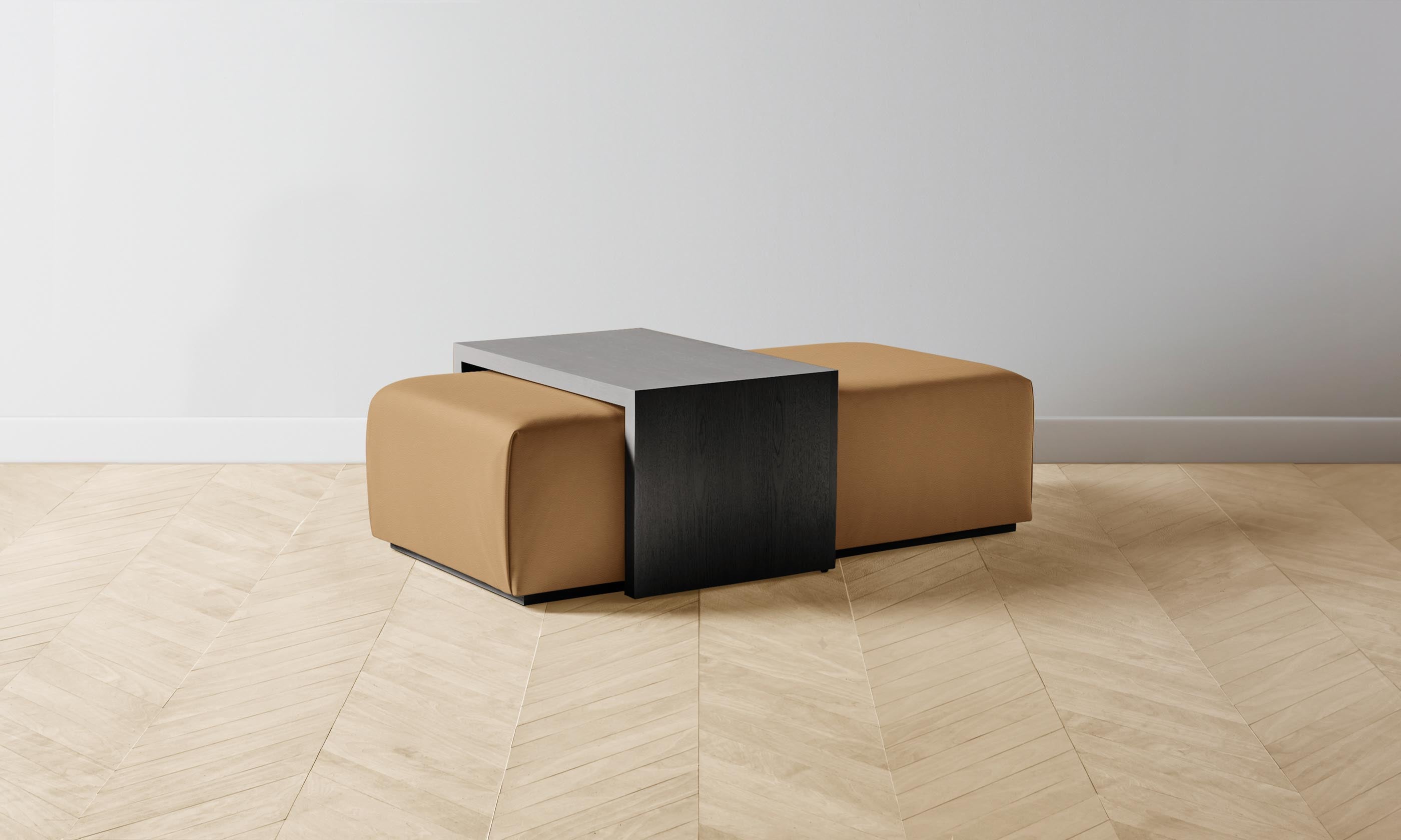 The Bowery Ottoman - Pebbled Leather Latte Brown, Modern Living Room Footrest & Storage Bench - Perfect for Small Spaces, Apartments, and Cozy Home Decor