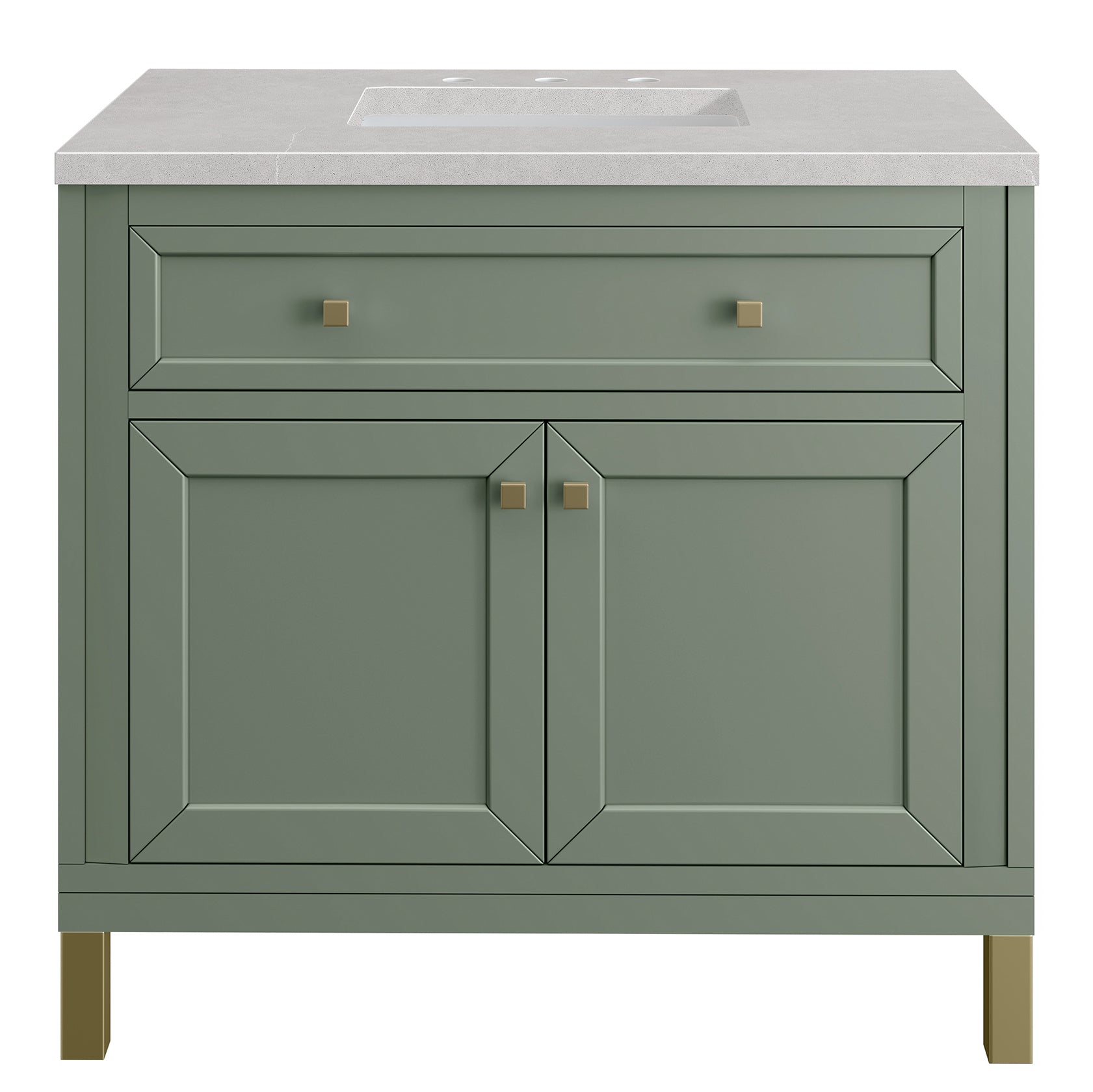 James Martin Vanities Chicago Collection 36 Inch Single Bathroom Vanity in Smokey Celadon with Countertop Options - Modern Farmhouse Style for Small Bathrooms & Powder Rooms