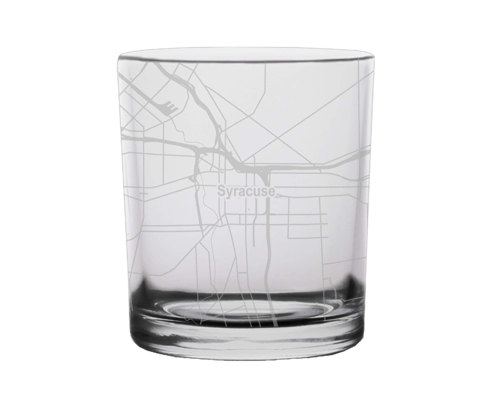 Syracuse City Map Whiskey Glass - New York Skyline Engraved Barware - Perfect for Bourbon, Scotch & Cocktail Enthusiasts