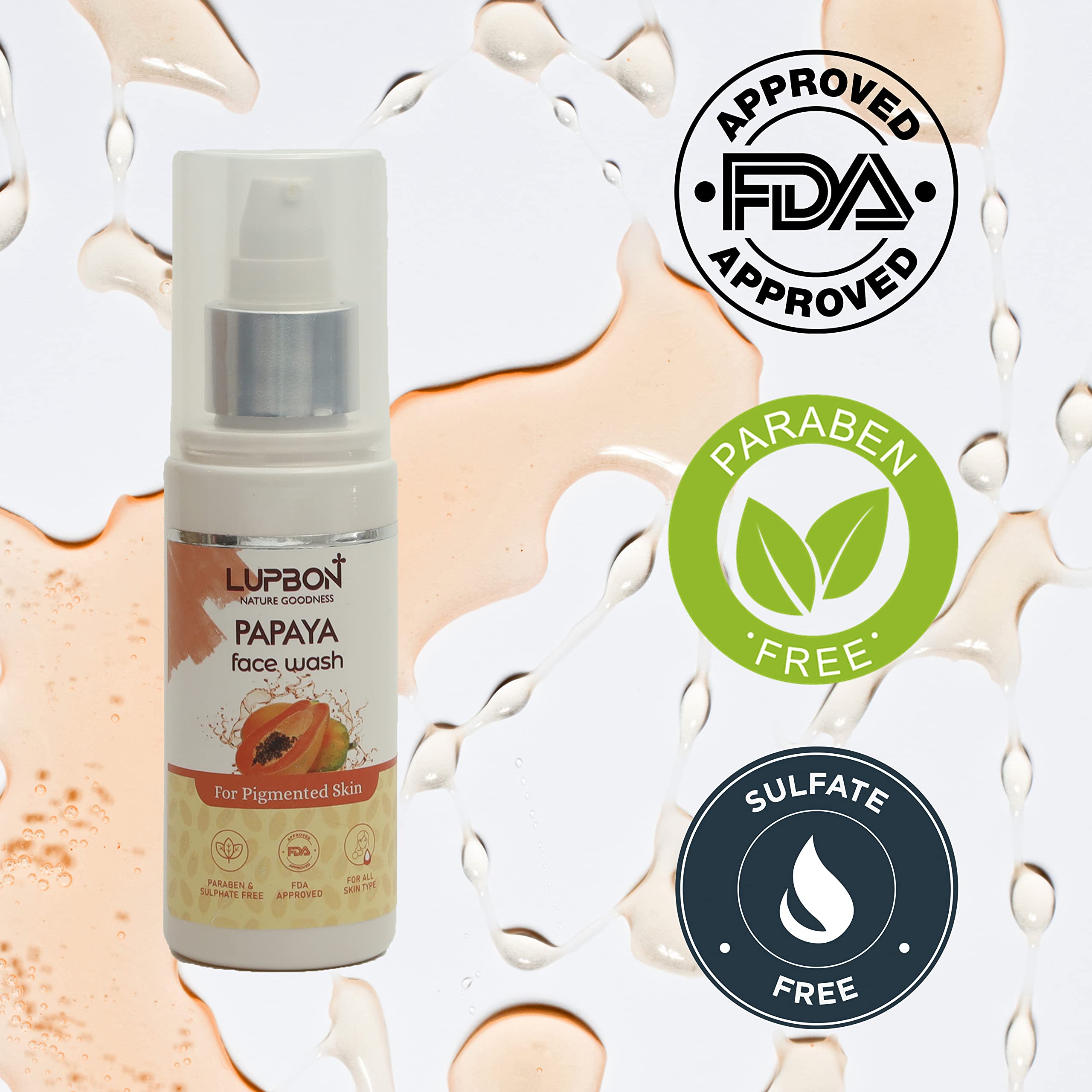 LUPBON Papaya Face Wash for Dark Spots & Exfoliation - 100ml Brightening Cleanser for Glowing Skin | Gentle Daily Use for Acne, Oily & Sensitive Skin