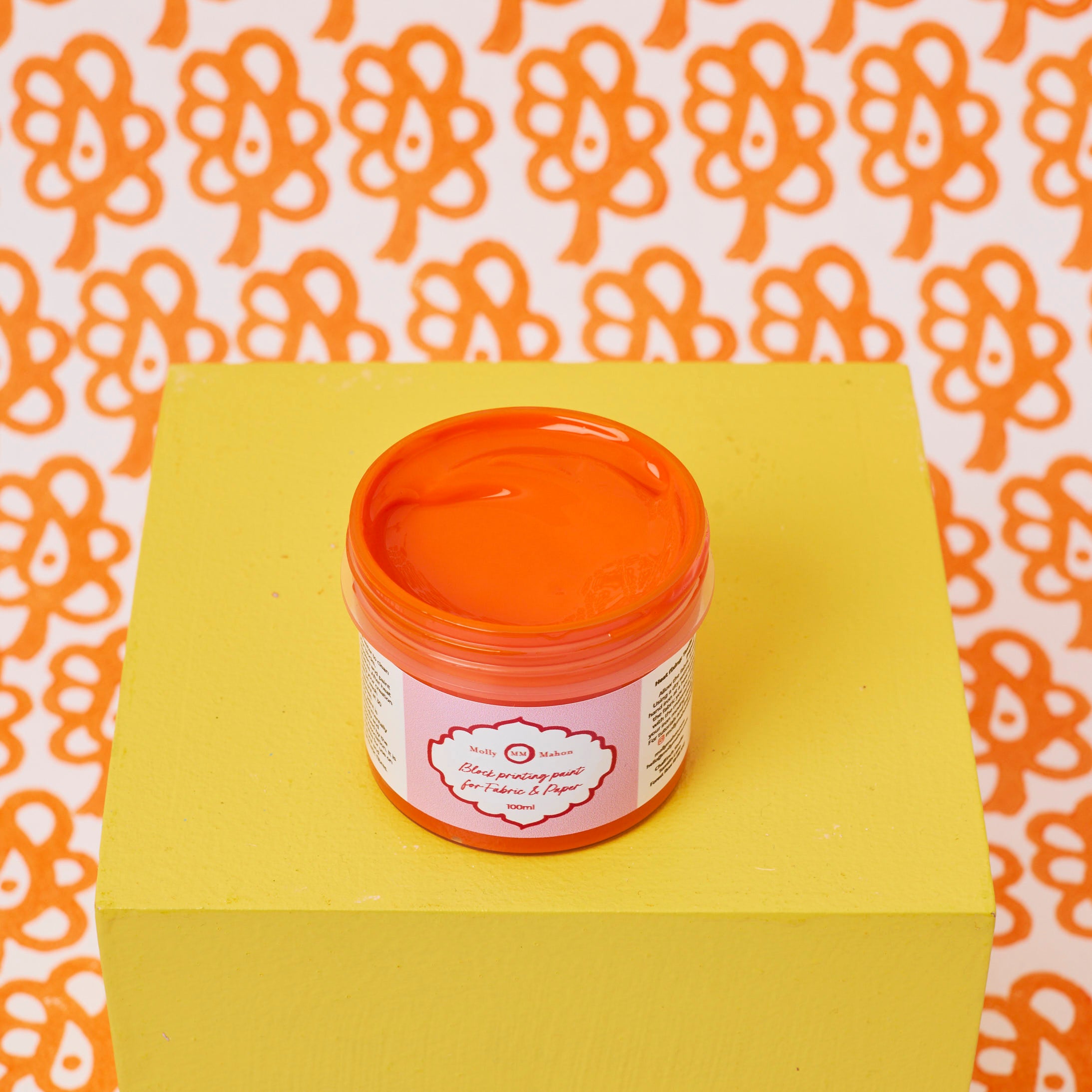 Block Printing Paint Tangerine - Non-Toxic Fabric & Paper Dye for DIY Crafts, Home Decor, and Art Projects | Perfect for Batik, Screen Printing, and Textile Design