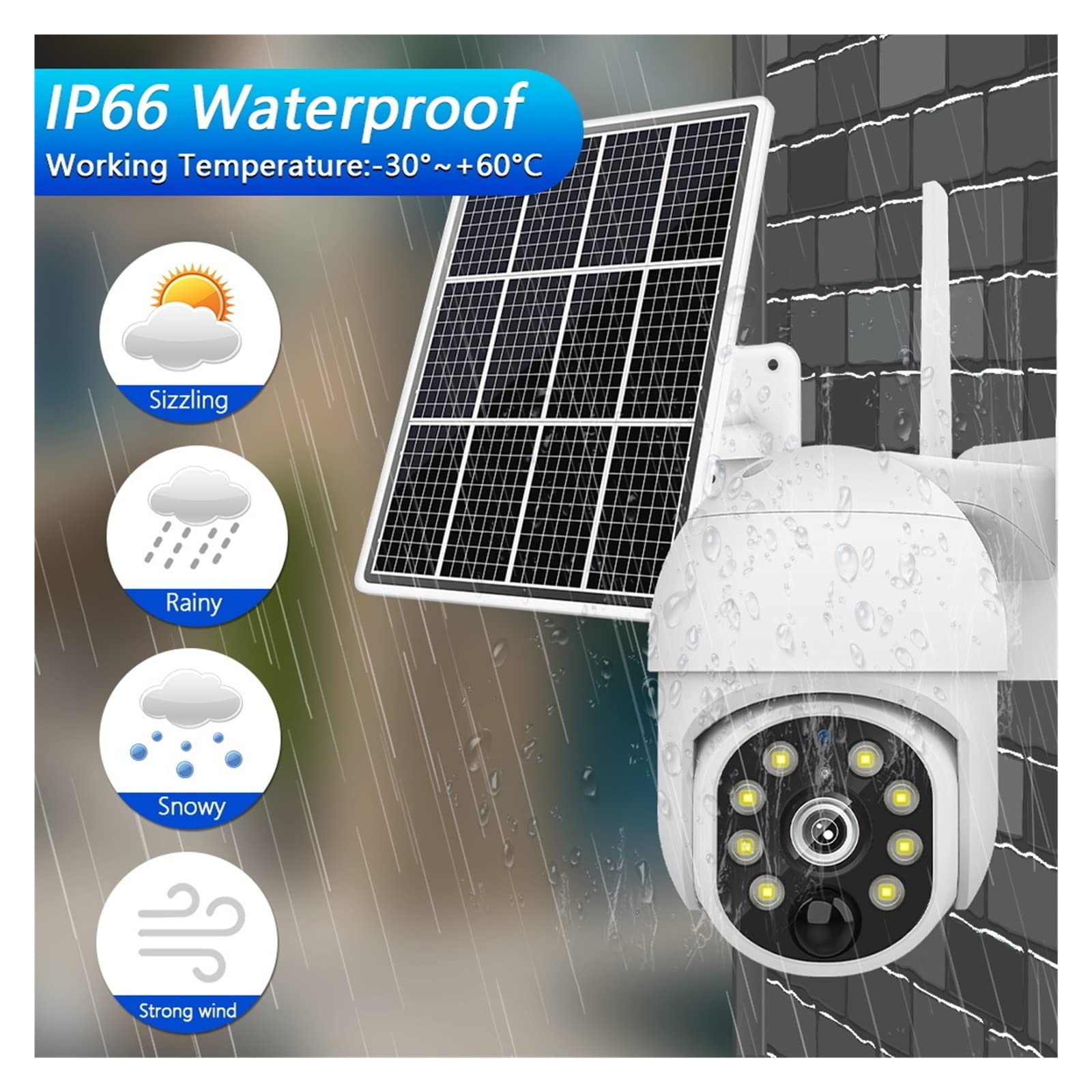 5MP 4G LTE Solar Security Camera Outdoor Wireless - IP65 Waterproof PTZ Surveillance Camera with PIR Motion Detection, Night Vision, Tuya Smart App (WiFi + 64GB Card Included) - Perfect for Home Security, Farm Monitoring, and Business Property Protection
