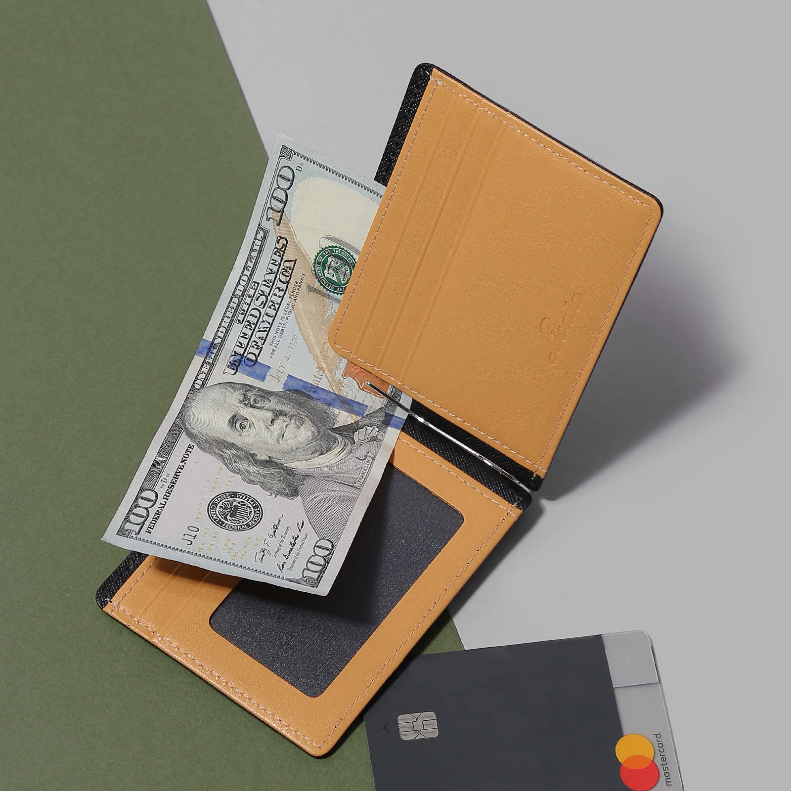 Licata Slim Cowhide Leather Minimalist Front Pocket Bi-Fold Wallet for Men - RFID Blocking Money Clip, Card Slots & ID Window - Perfect for Everyday Carry, Travel & Business (Black)