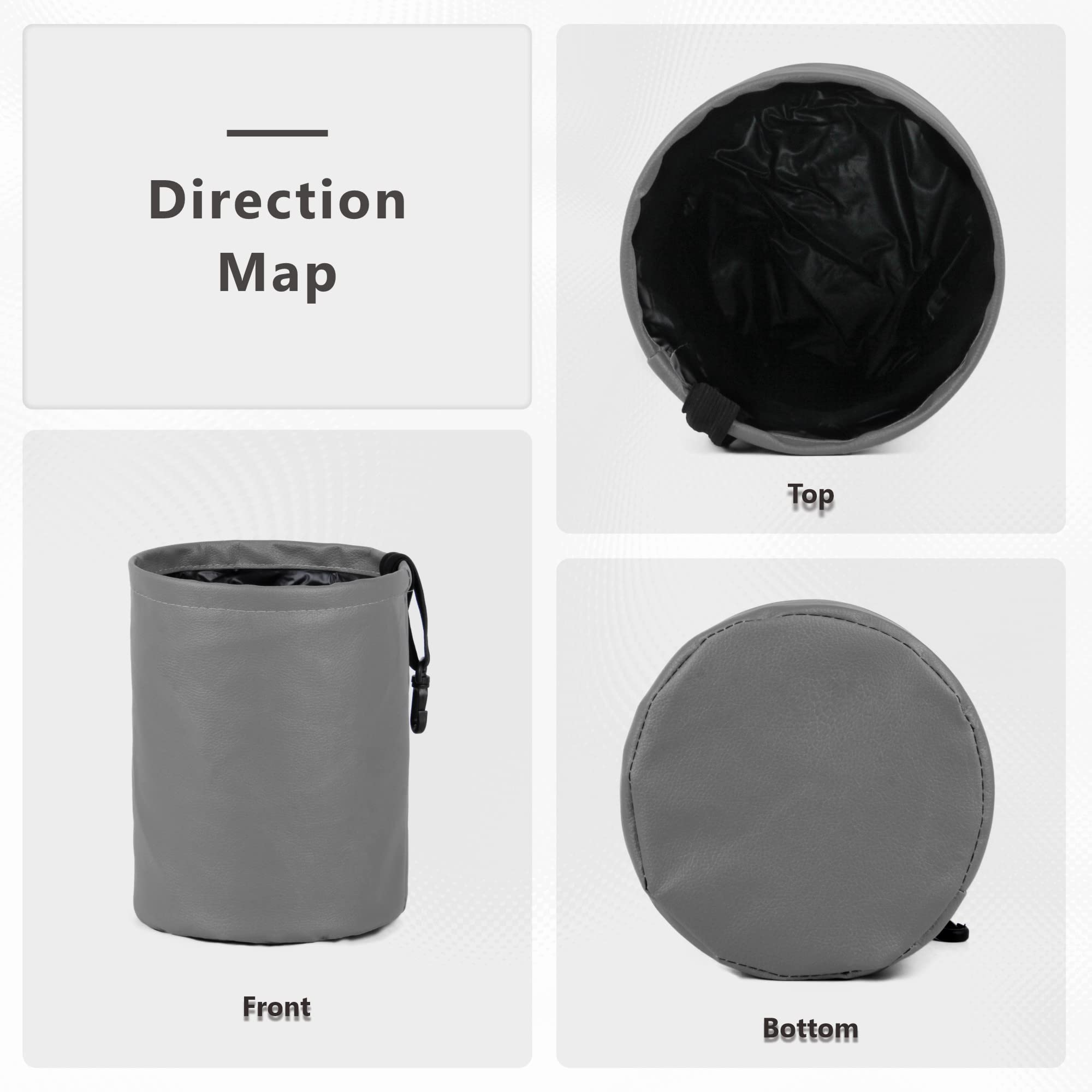 Waterproof PU Leather Collapsible Hanging Car Trash Can - Portable Pop Up Garbage Bin for Vehicles (1 Pack, Grey) | Ideal for Road Trips, Commuting & Keeping Your Car Clean