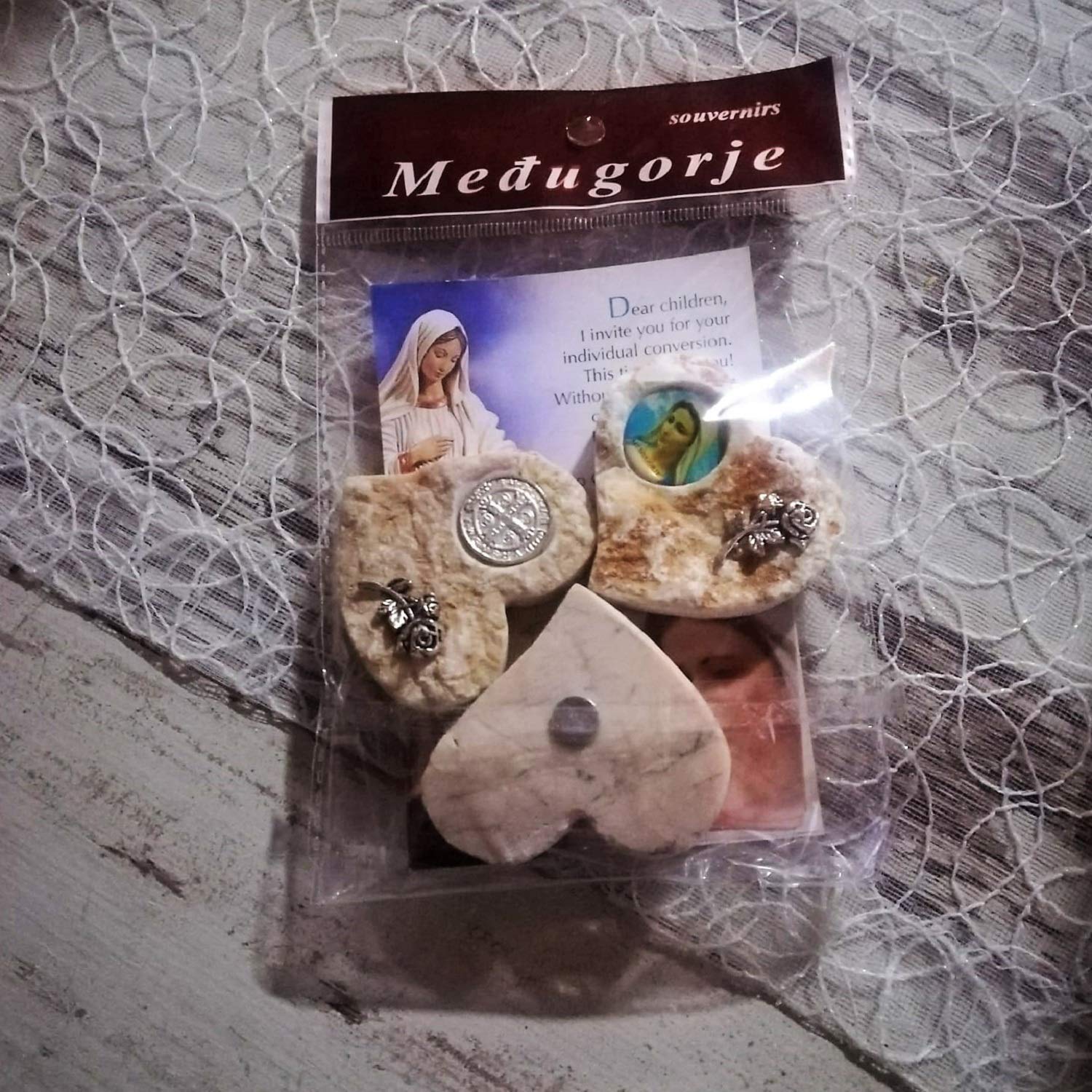 Medjugorje Stone Heart Fridge Magnet Set - St Benedict & Virgin Mary Religious Gifts for Catholic Baptism, Wedding Favors, Housewarming - Perfect for Home Decor, Kitchen, Office & Spiritual Spaces