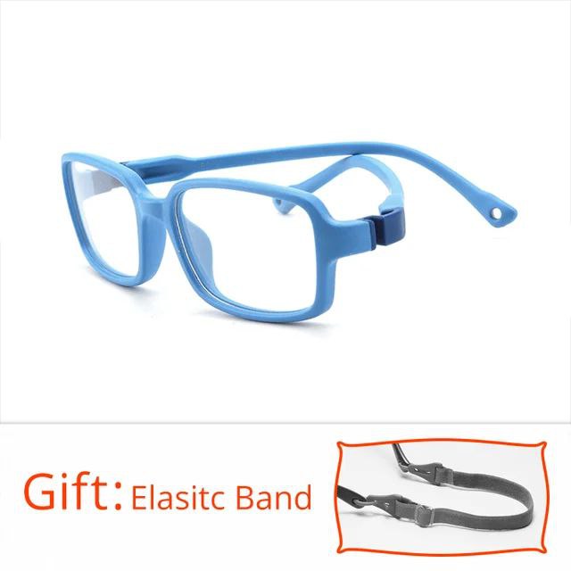 Unbreakable Flexible Kids Glasses with Adjustable Strap - Rectangle Frame for Ages 4-7 (S308) - Perfect for School, Sports & Outdoor Activities