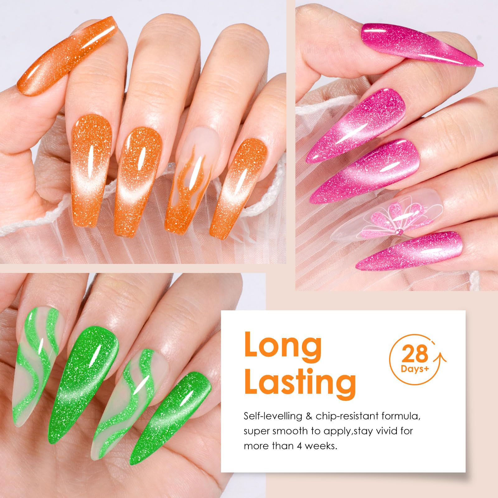 12PCS Cat Eye Gel Nail Polish Set - 8 Vibrant Colors with Glow in Dark Effect & Magnet for Stunning Designs | Neon Glitter Nail Polish Kit in Pink, Green, Blue, Purple | Perfect for DIY Manicures, Nail Art Gifts & Party Looks