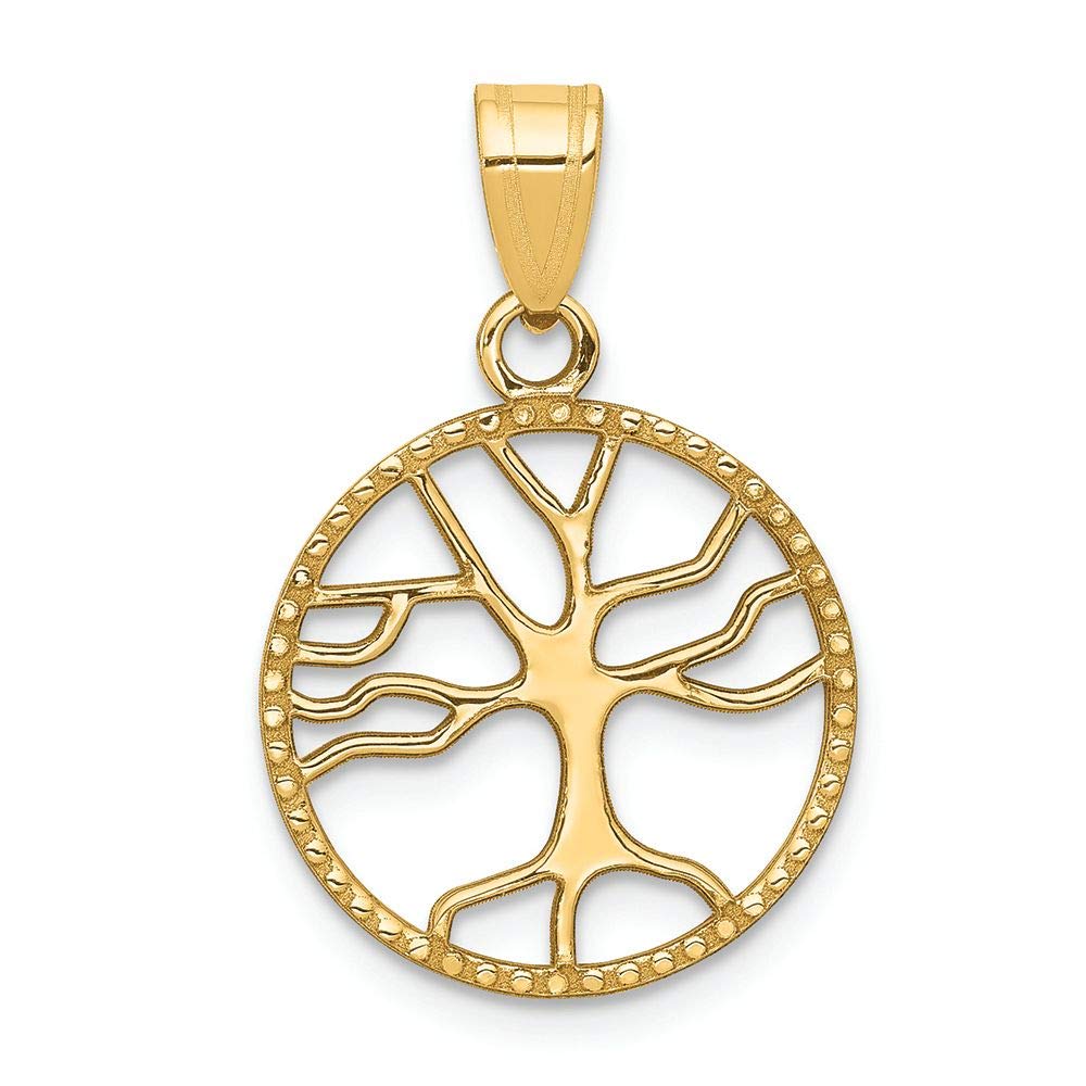 FJC Finejewelers 14k Yellow Gold Polished Small Tree of Life Round Charm Pendant - Perfect for Everyday Wear, Gift Giving & Spiritual Jewelry Collection