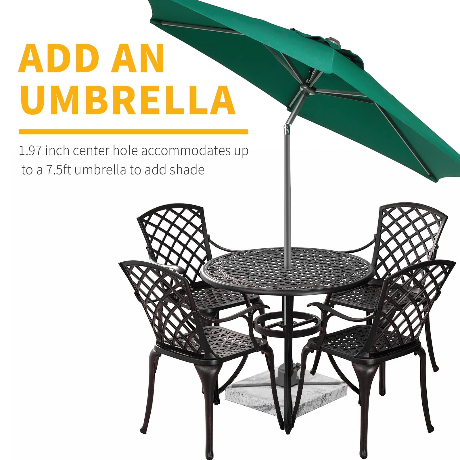 2-Piece Patio Dining Chairs Set - All-Weather Outdoor Bistro Chairs with Arms - Bronze Metal Garden Chairs for Backyard, Balcony, Deck & Restaurant Outdoor Seating - Perfect for Al Fresco Dining & Relaxing