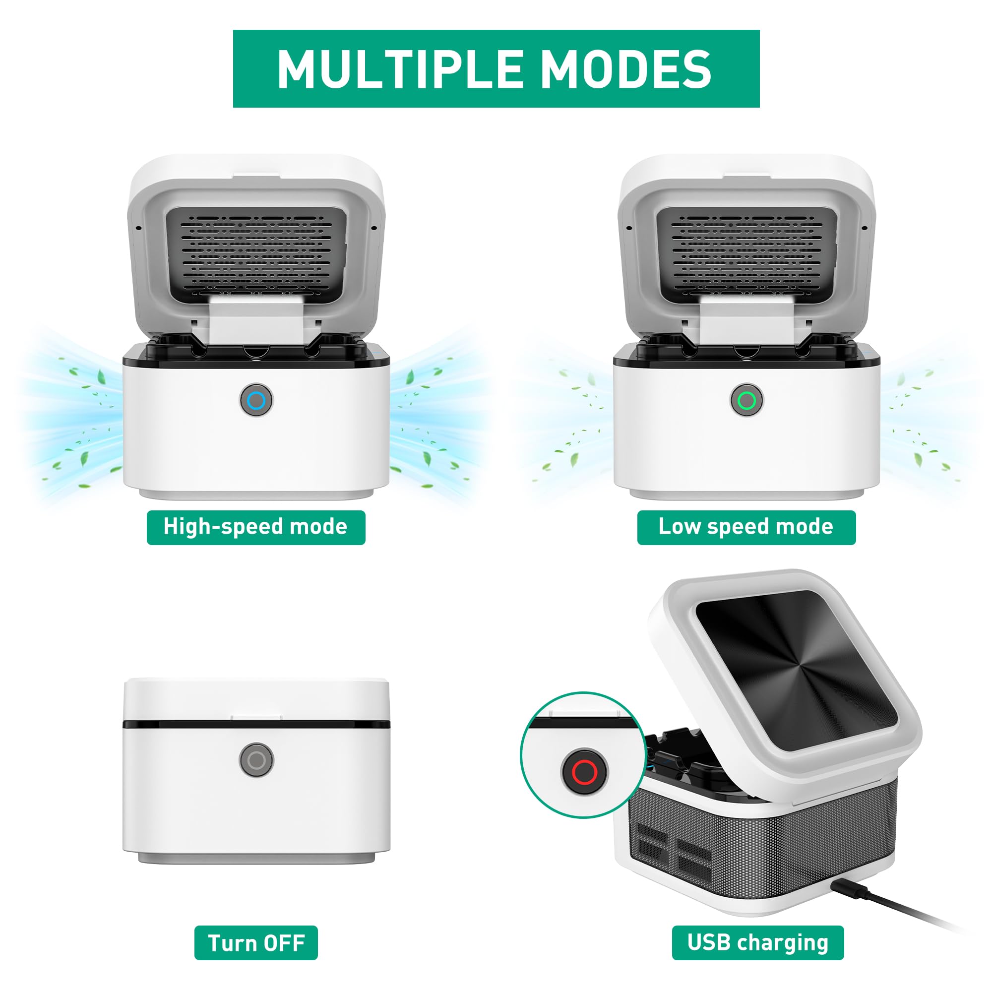 2 in 1 Air Purifier & Smokeless Ashtray with HEPA Filter - USB Rechargeable for Cigarette Smoke Reduction - Ideal for Home, Office & Car Use (White)