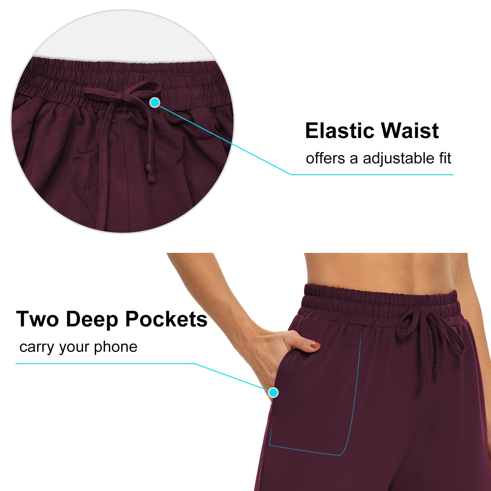 DIBAOLONG Women's Capri Pants - Loose Yoga Pants with Wide Leg, Drawstring & Pockets - Comfy Lounge Pajama Sweatpants for Yoga, Workout & Home Relaxation