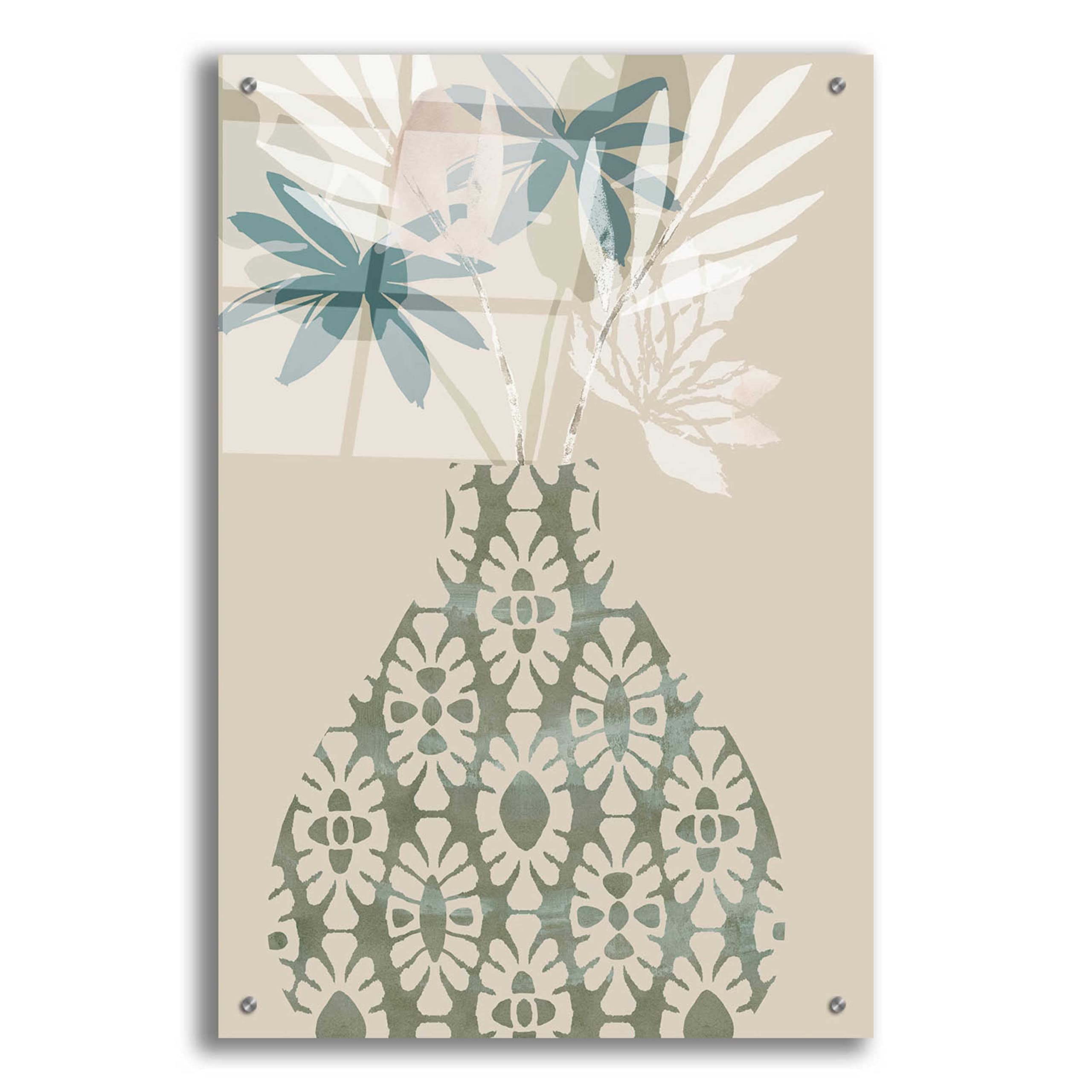 Flora Kouta Acrylic Glass Wall Art - Modern Decorative Vase II Painting 24x36 Inches - Perfect for Living Room, Bedroom & Office Decor
