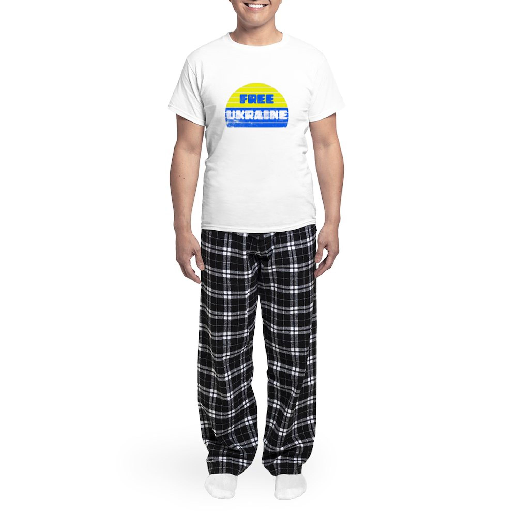 Free Ukraine Men's Novelty Light Pajama Set - Comfortable Sleepwear for Lounge & Sleep | Patriotic Pajamas for Home, Travel & Gifts