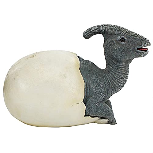 Design Toscano Prehistoric Parasaurolophus Dinosaur Egg Hatchling Garden Statue - Realistic Outdoor Dinosaur Decor for Lawn, Yard & Garden Landscaping