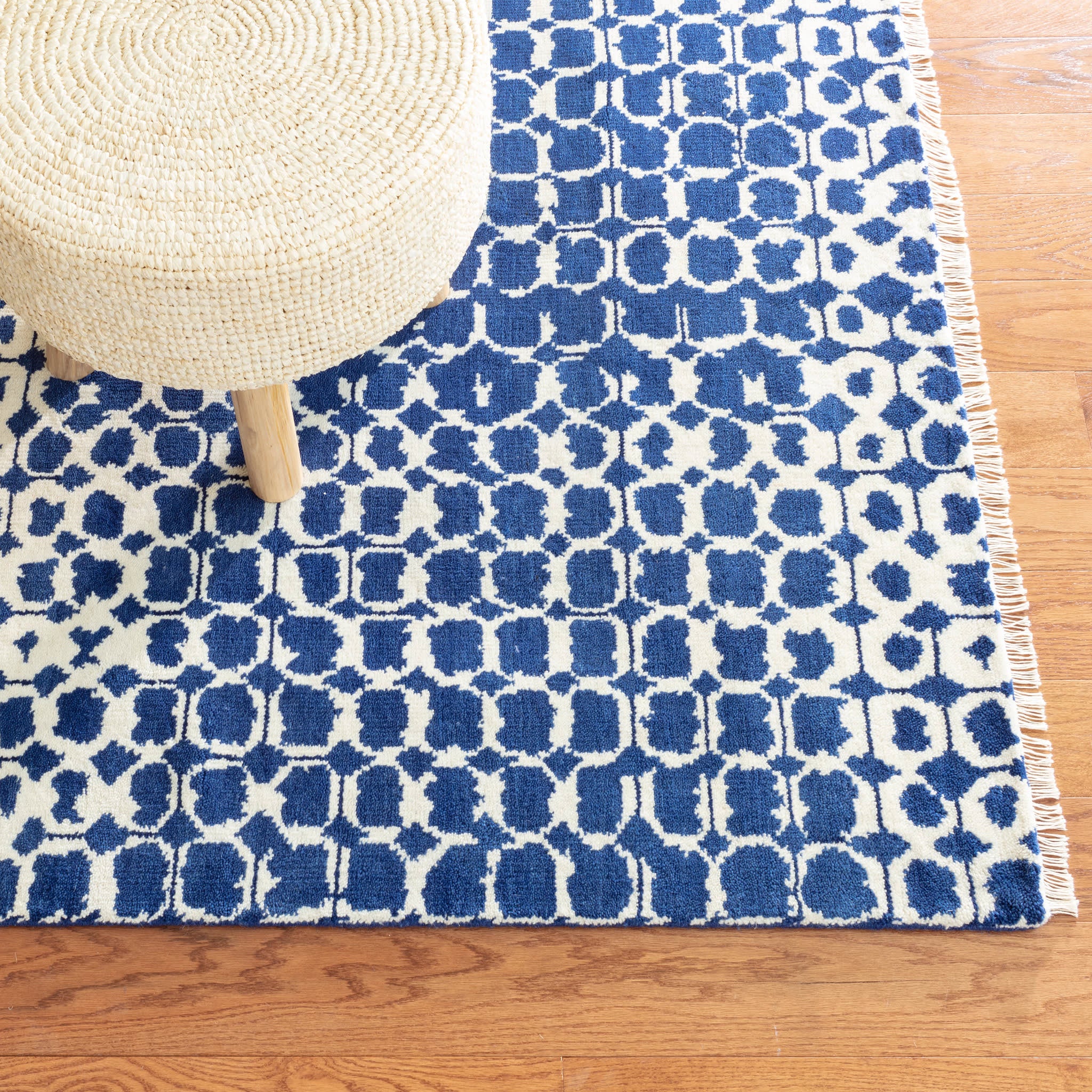 Hand Knotted Wool Area Rug - Navy Blue | Soft & Durable for Living Room, Bedroom, or Office Decor