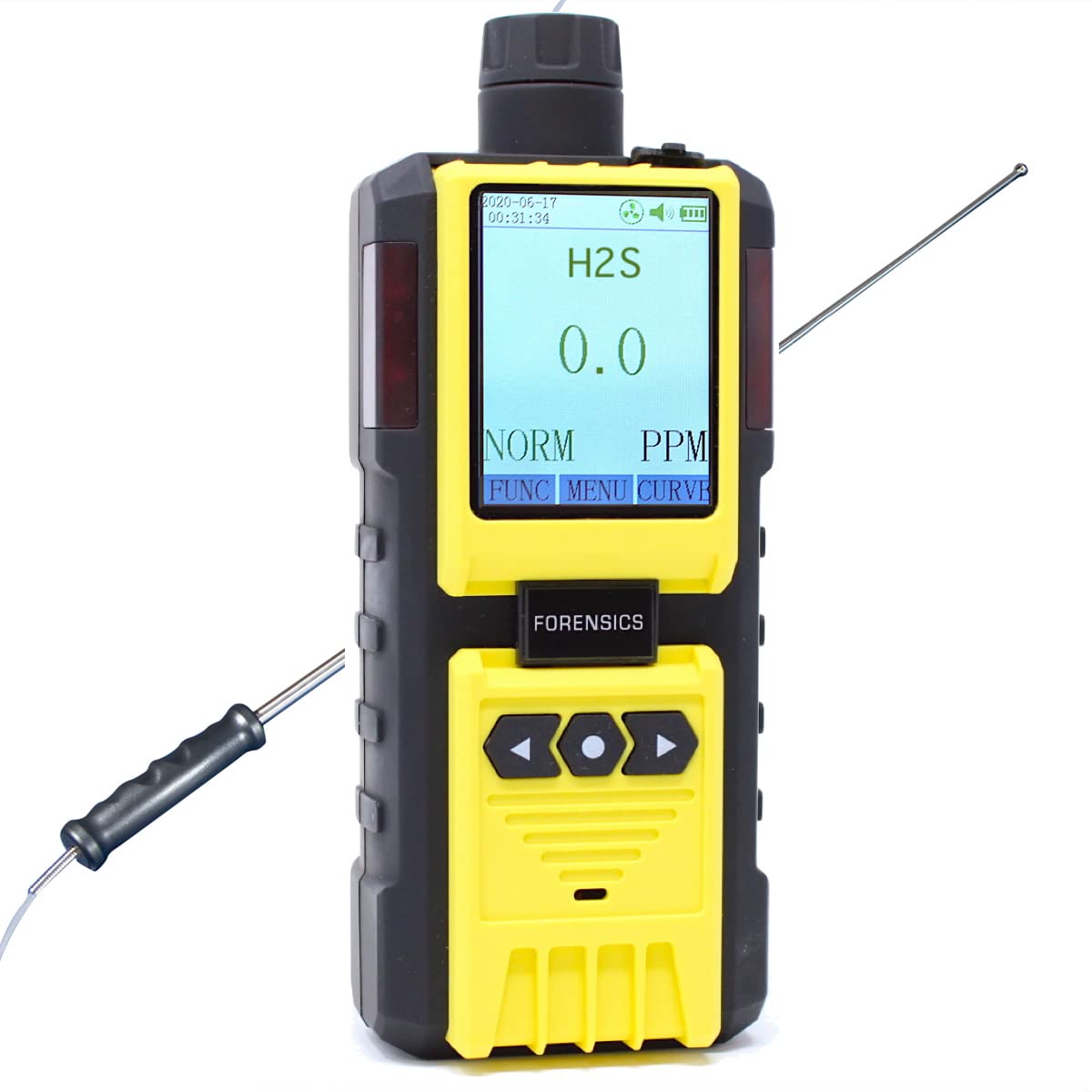 Forensics Hydrogen Sulfide Analyzer (H2S Monitor) - NIST Traceable Calibration, 0.1ppm Resolution, Built-in Pump & 4ft Probe | Computer Data Logging | Ideal for Industrial Safety, Wastewater Treatment & Environmental Monitoring